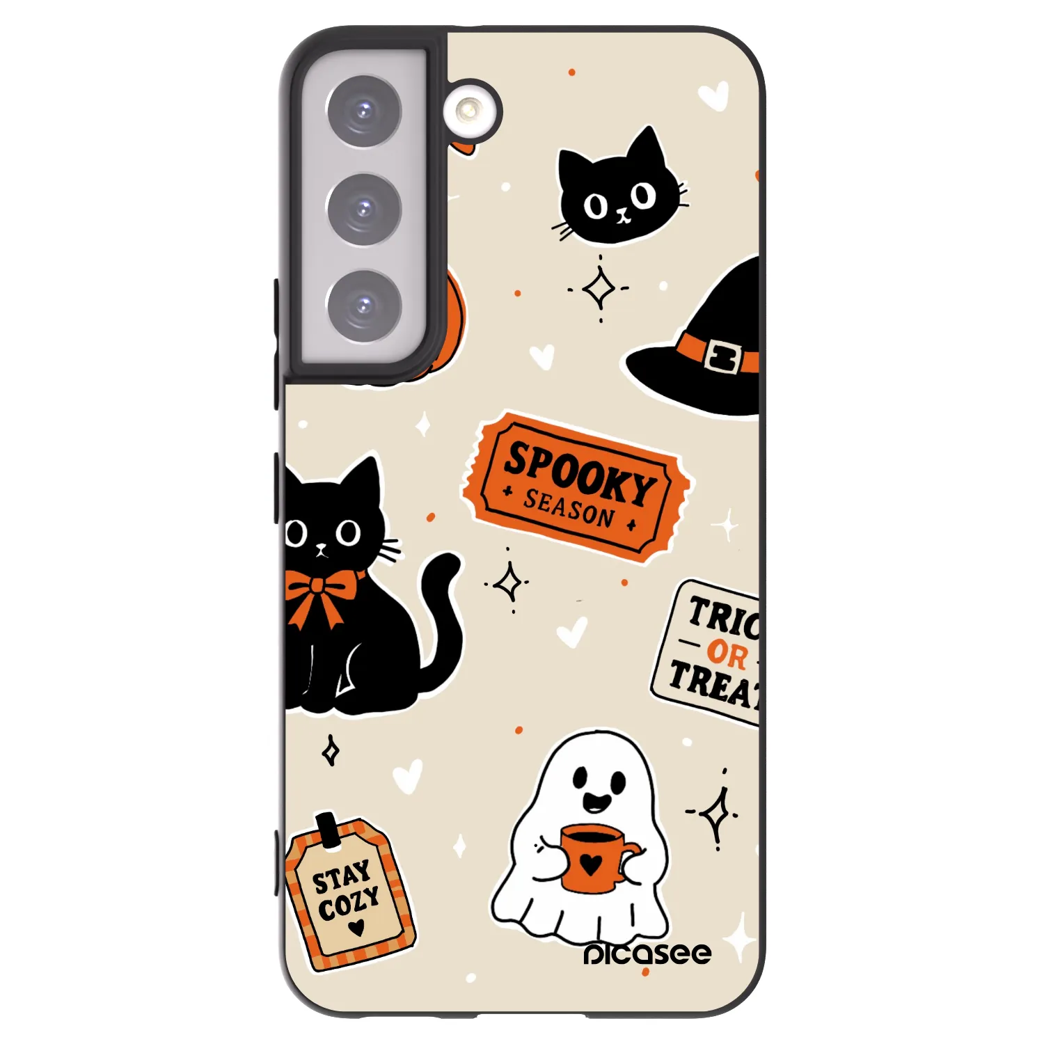 Picasee silikónový čierny obal pre Samsung Galaxy S22 5G - Halloween stickers