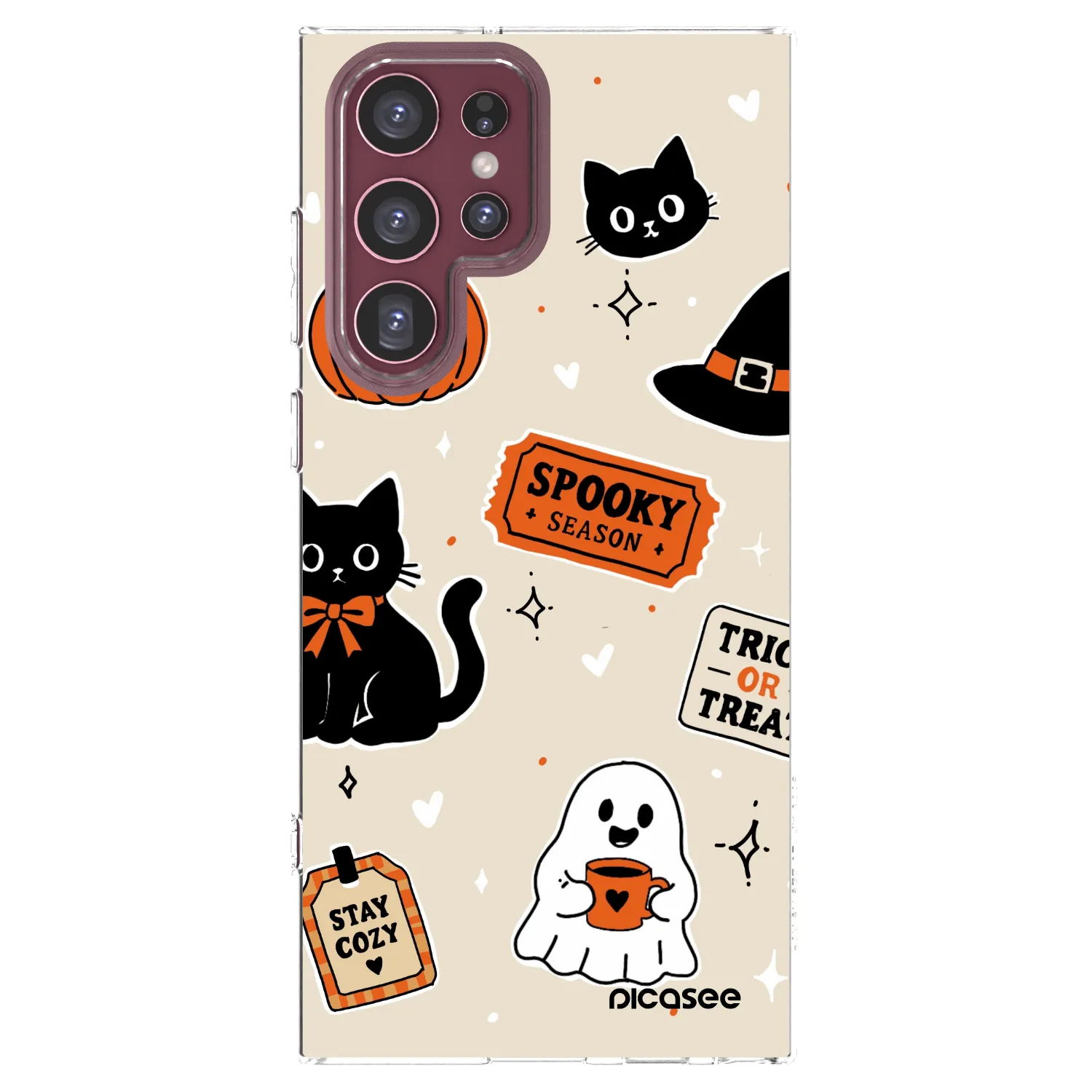 Picasee silikónový prehľadný obal pre Samsung Galaxy S22 Ultra 5G - Halloween stickers