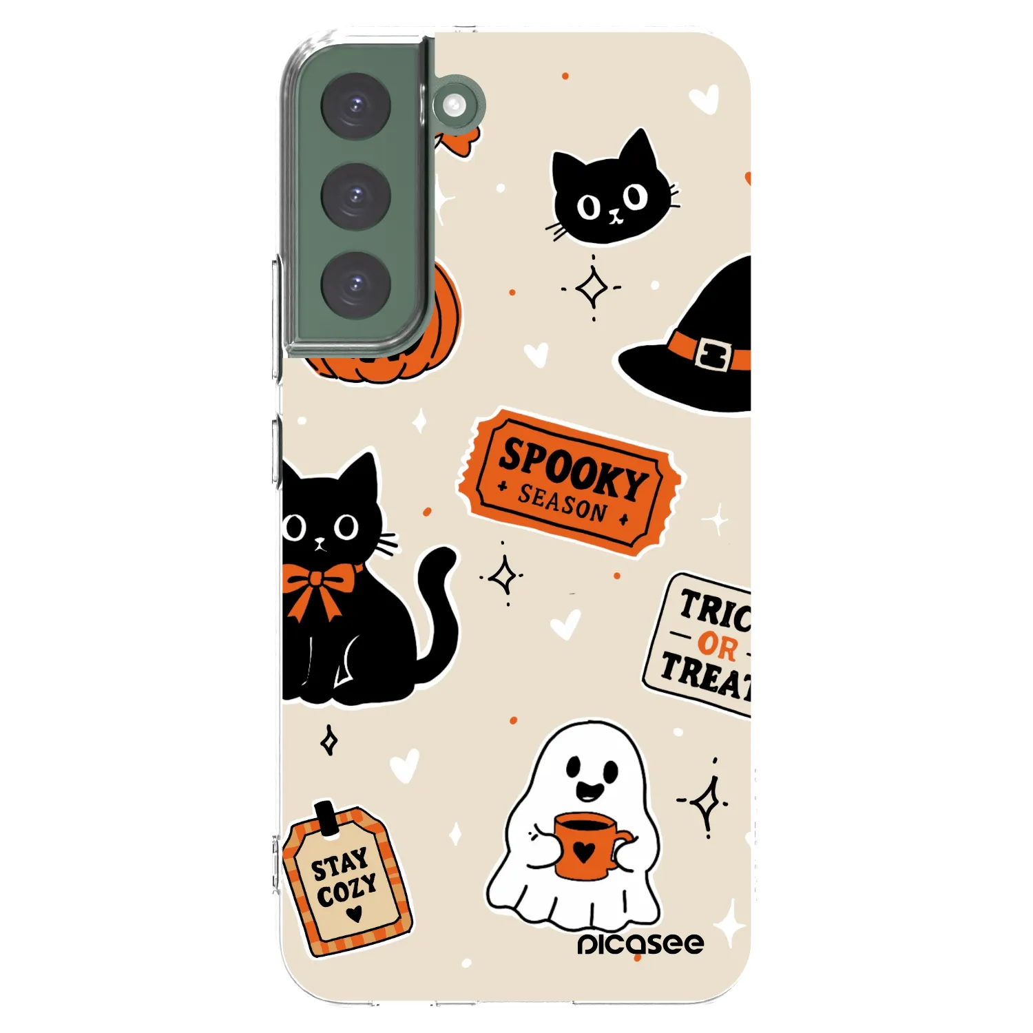 Picasee silikónový prehľadný obal pre Samsung Galaxy S22+ 5G - Halloween stickers