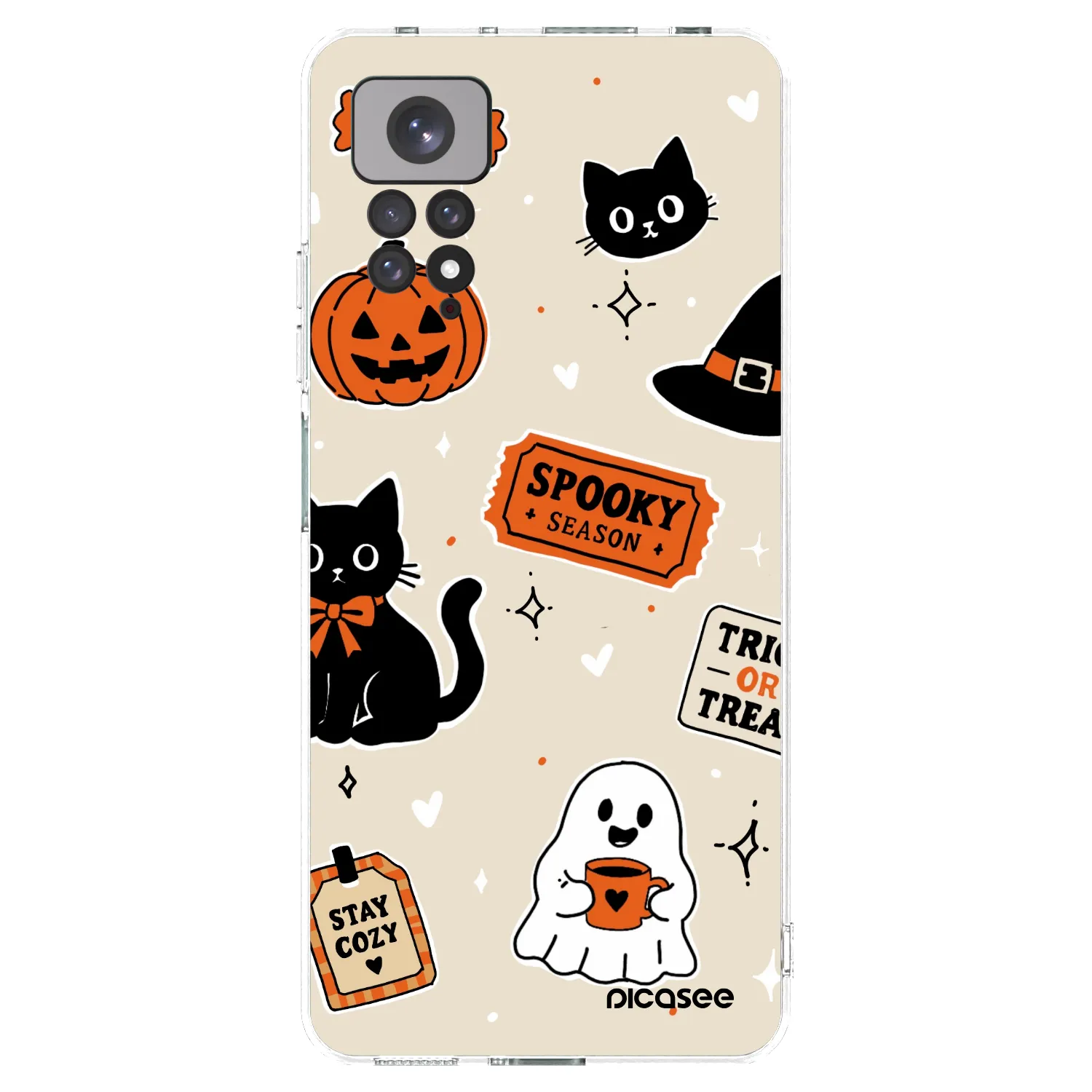 Picasee silikónový prehľadný obal pre Xiaomi Redmi Note 11 - Halloween stickers