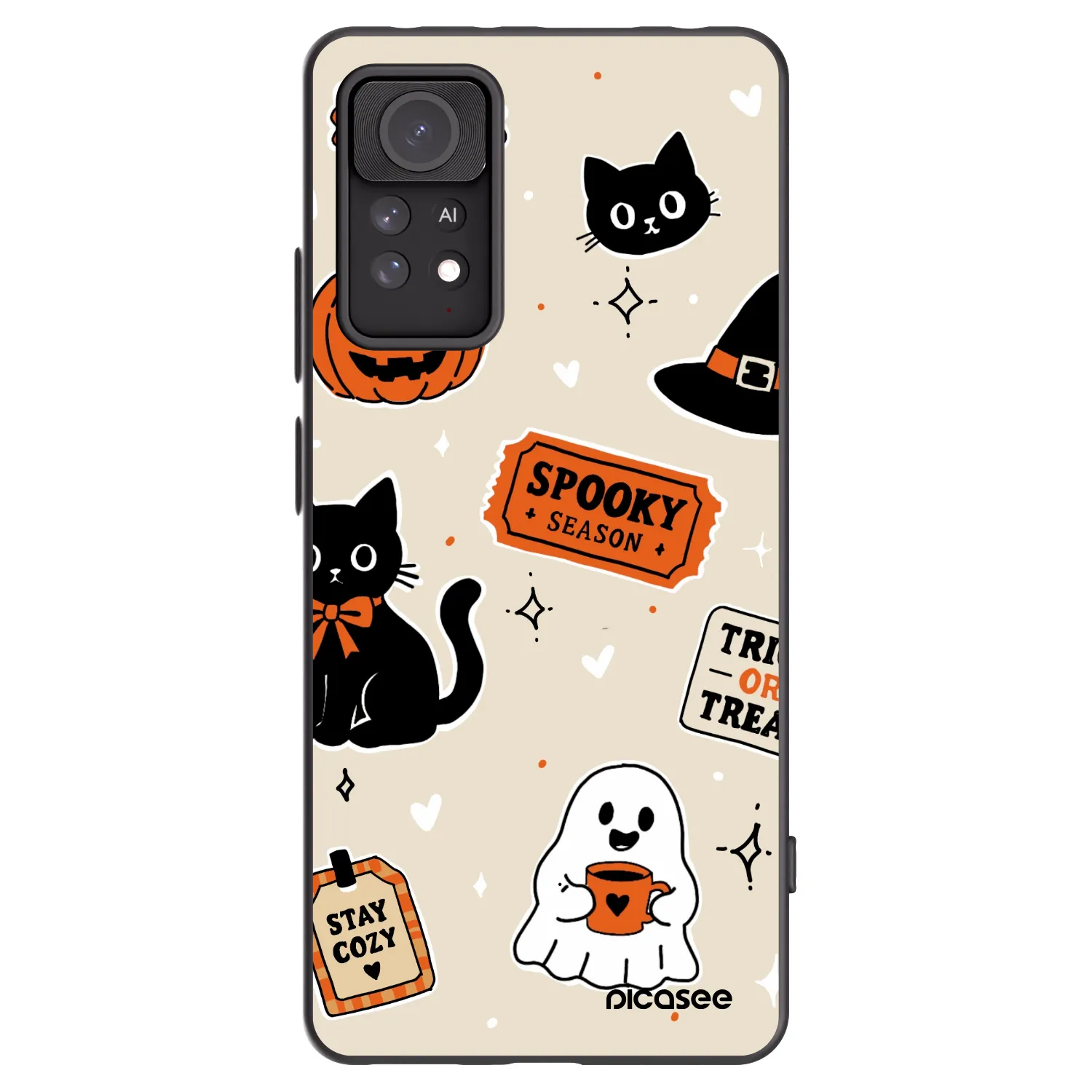 Picasee silikónový čierny obal pre Xiaomi Redmi Note 11 Pro - Halloween stickers