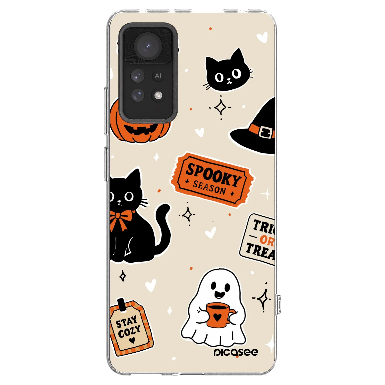 Picasee silikónový prehľadný obal pre Xiaomi Redmi Note 11 Pro 5G - Halloween stickers