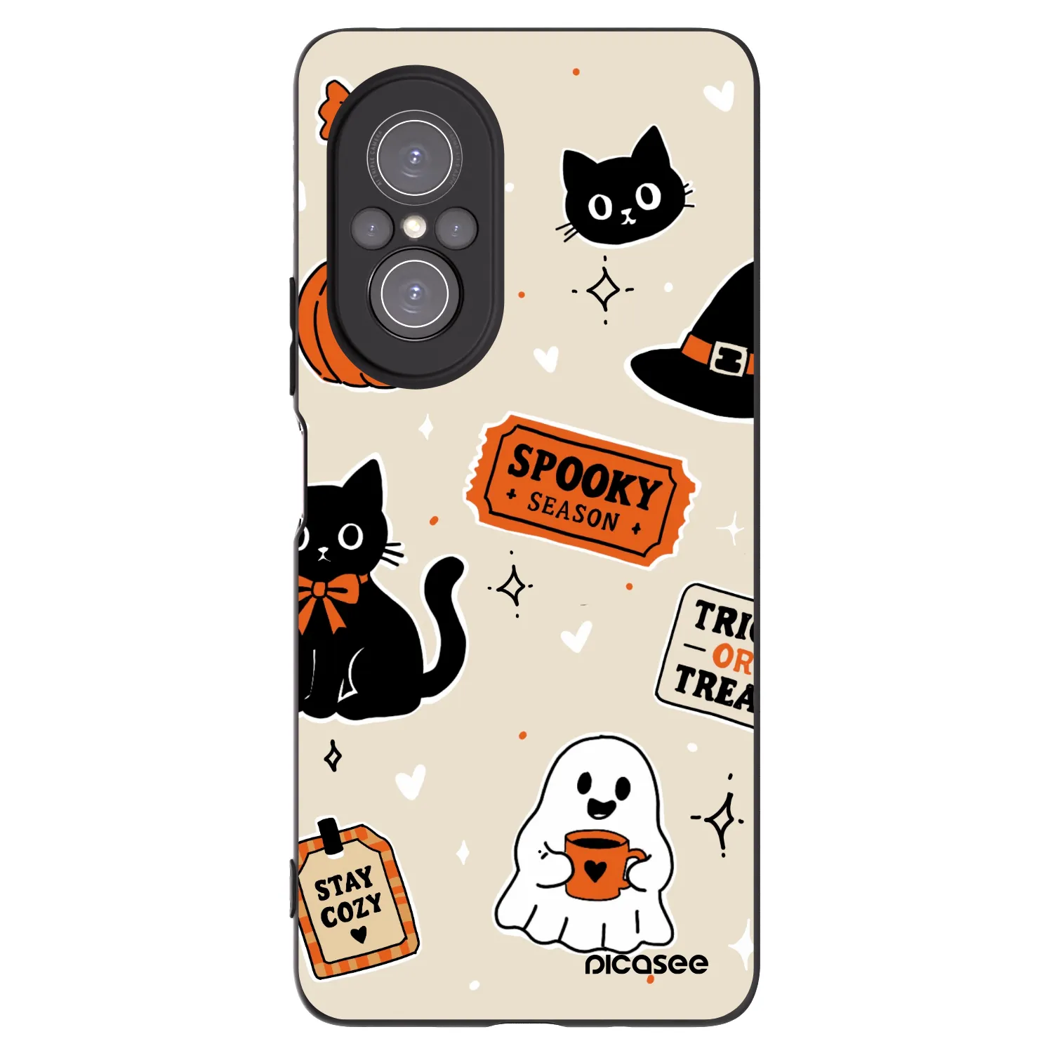 Picasee silikónový čierny obal pre Huawei Nova 9 SE - Halloween stickers