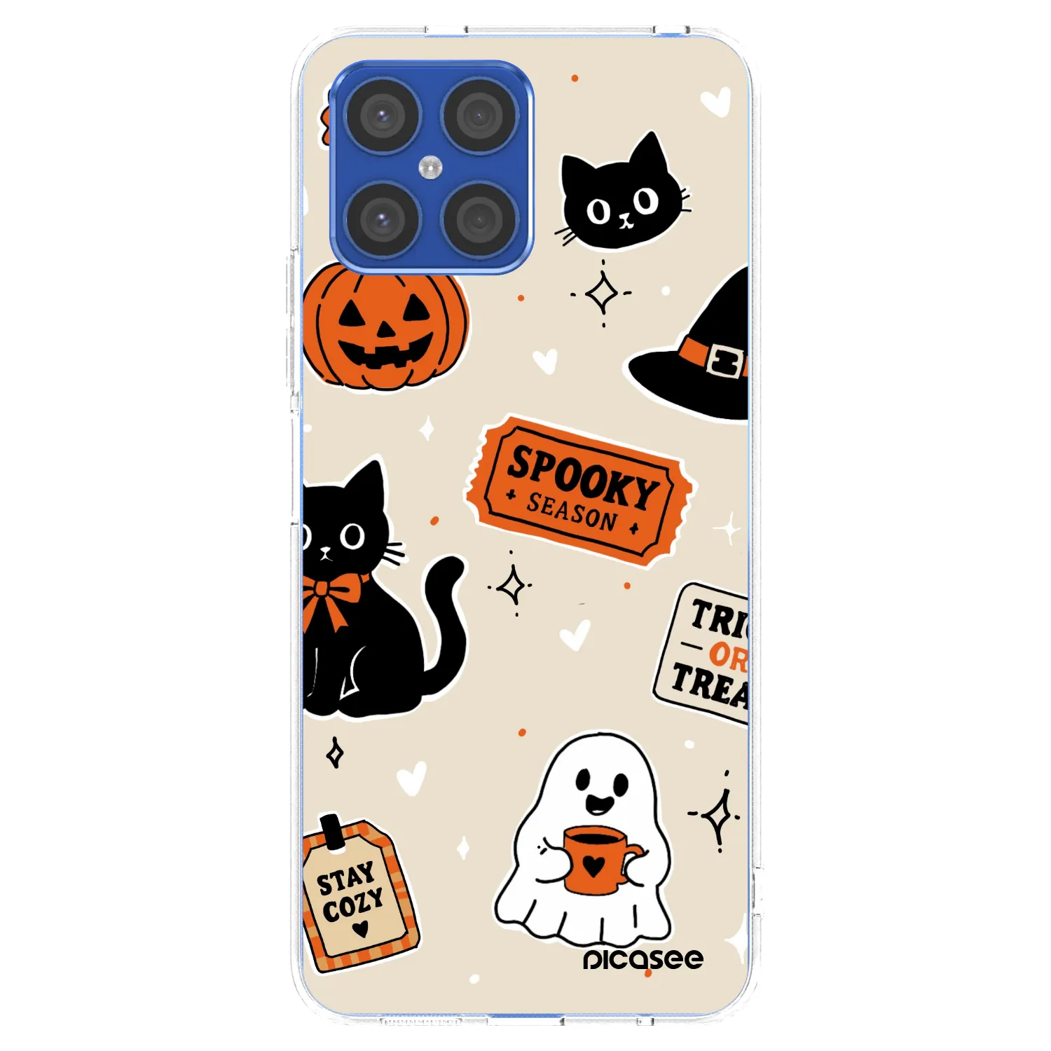 Picasee silikónový prehľadný obal pre Honor X8 4G - Halloween stickers