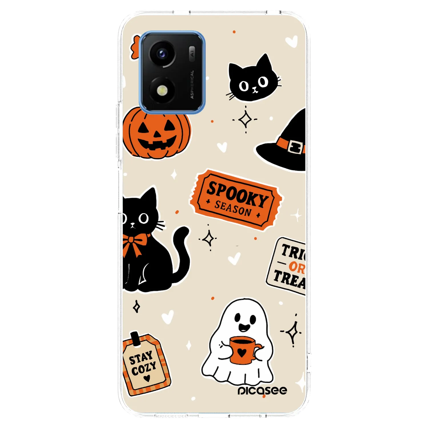 Picasee silikónový prehľadný obal pre Vivo Y01 - Halloween stickers