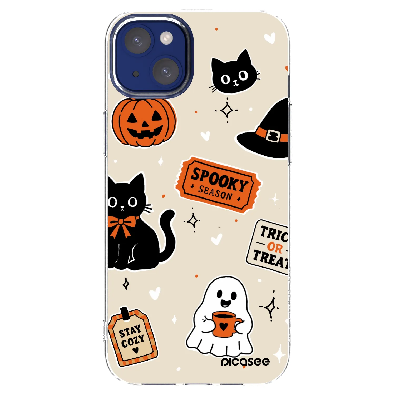 Picasee silikónový prehľadný obal pre Apple iPhone 14 Plus - Halloween stickers
