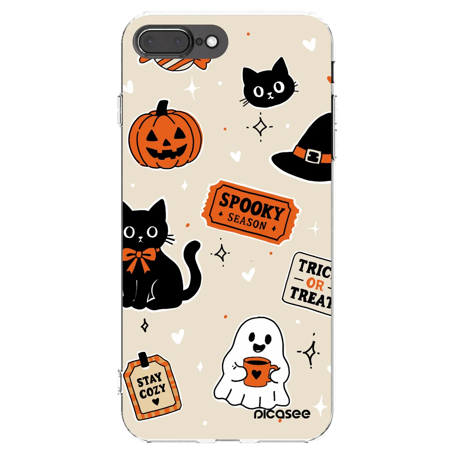 Picasee silikónový prehľadný obal pre Apple iPhone 8 Plus - Halloween stickers