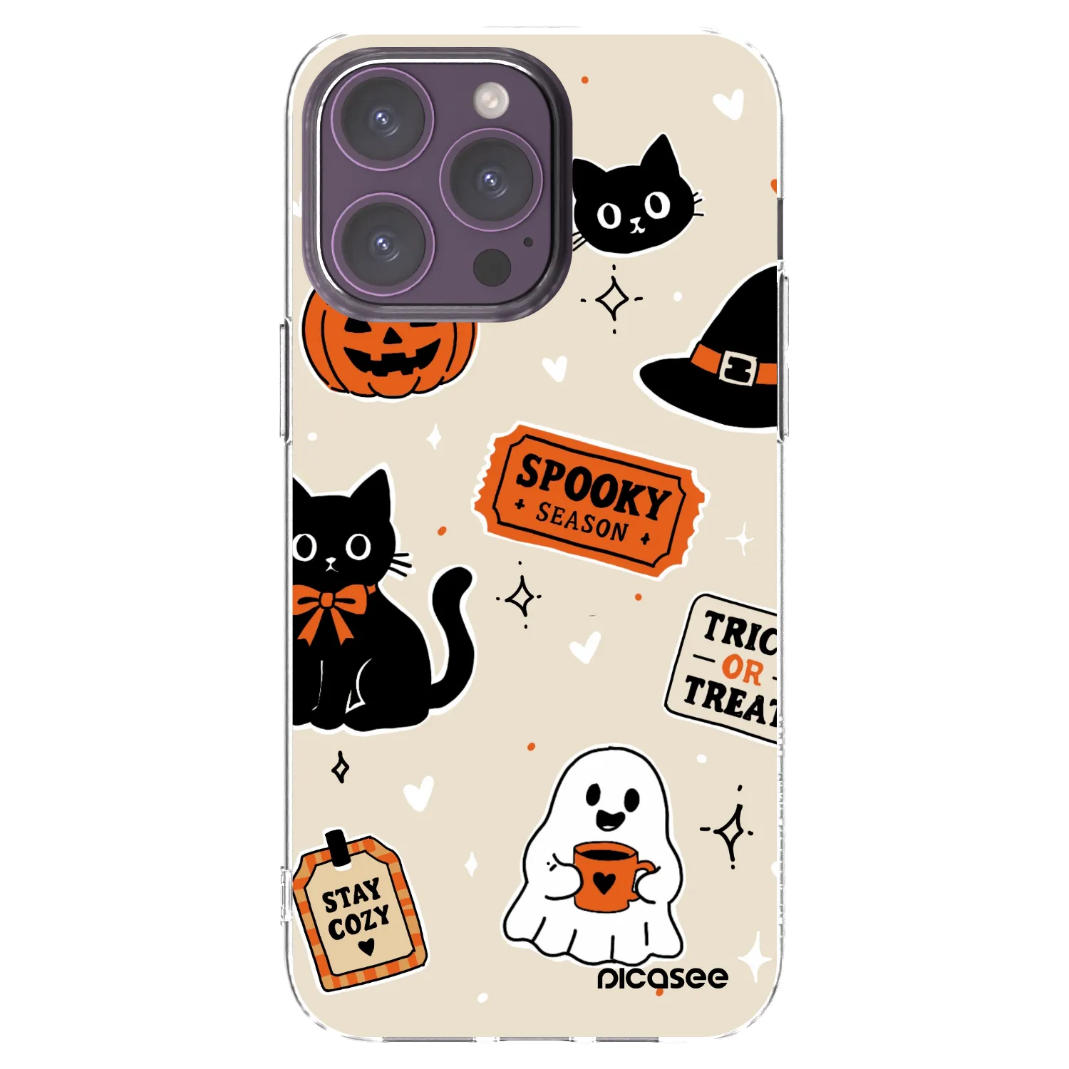 Picasee silikónový prehľadný obal pre Apple iPhone 14 Pro Max - Halloween stickers