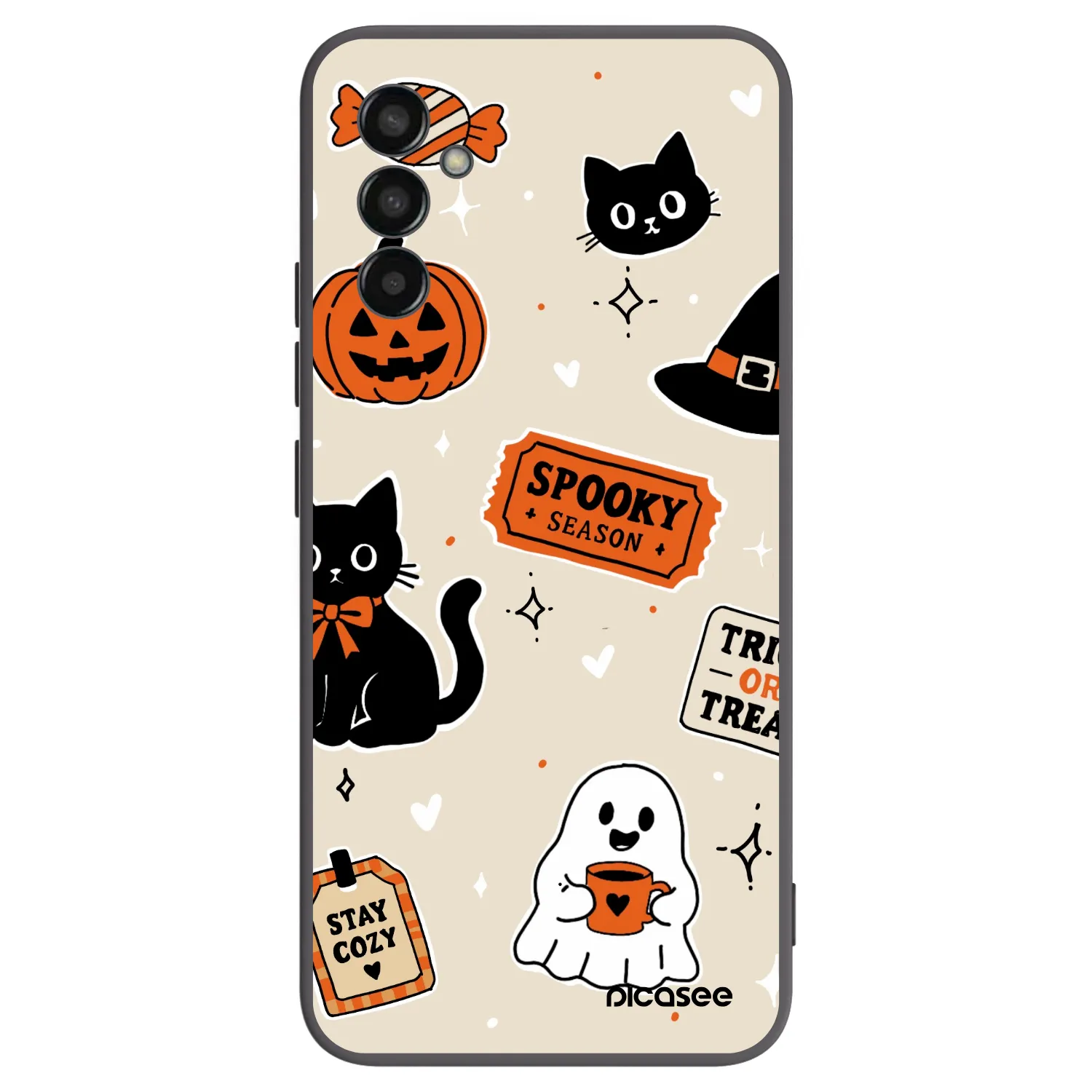 Picasee silikónový čierny obal pre Samsung Galaxy M13 M135F - Halloween stickers