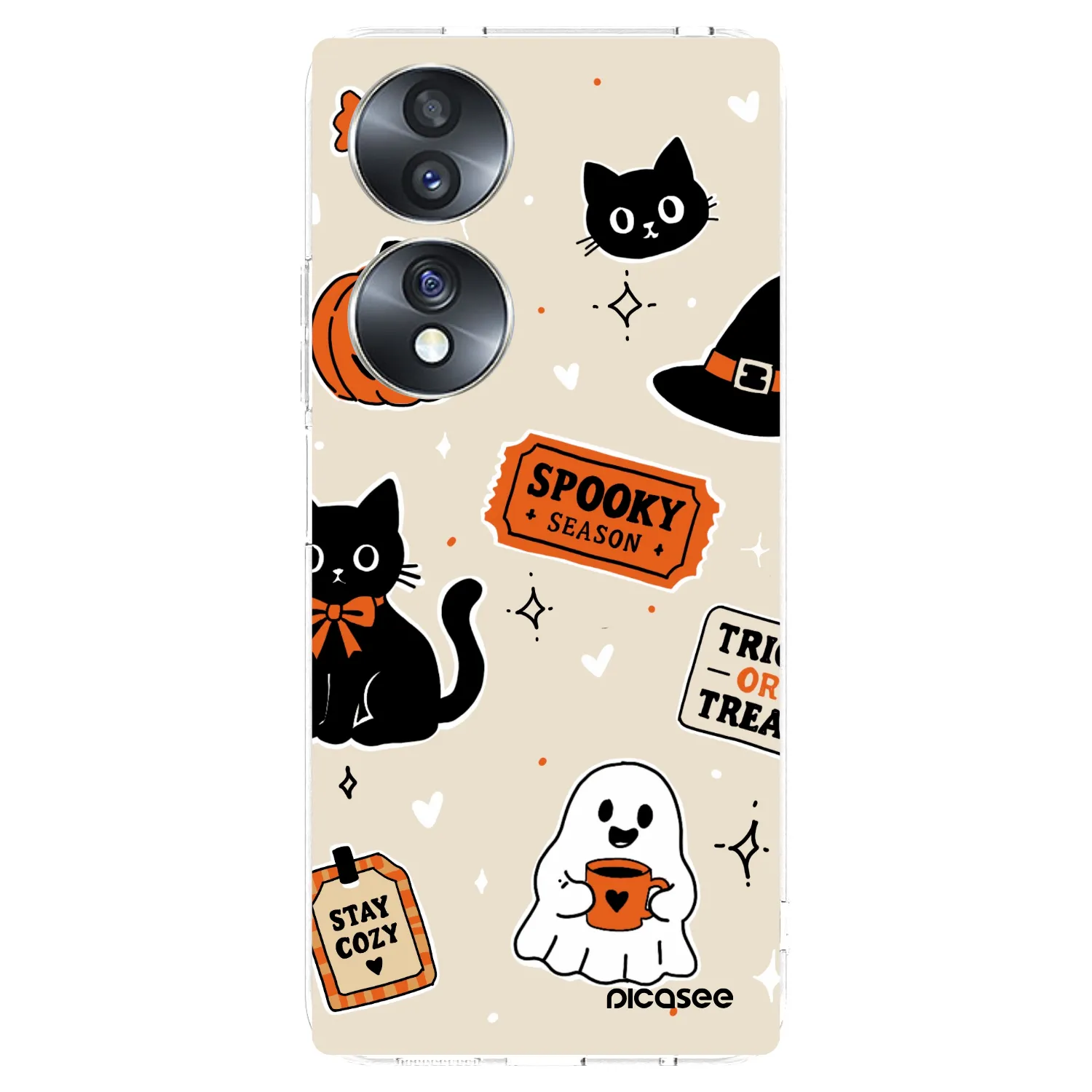Picasee silikónový prehľadný obal pre Honor 70 - Halloween stickers