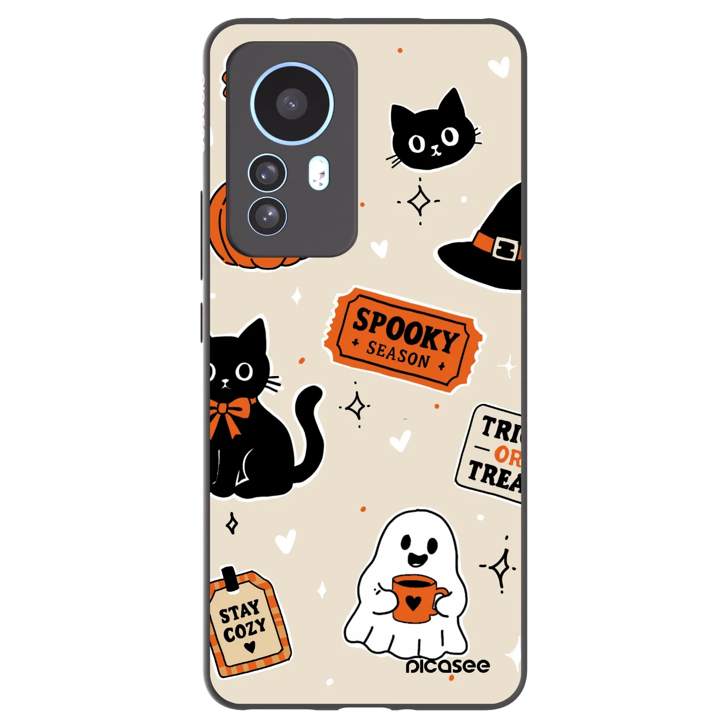 Picasee silikónový čierny obal pre Xiaomi 12T - Halloween stickers