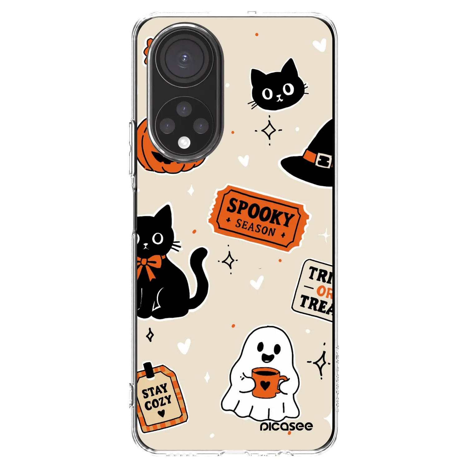 Picasee silikónový prehľadný obal pre Honor X7 - Halloween stickers
