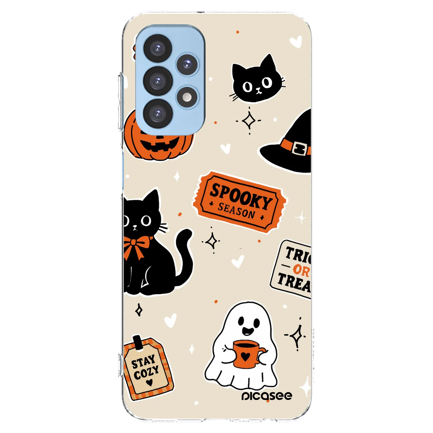 Picasee silikónový prehľadný obal pre Samsung Galaxy A23 A235F 4G - Halloween stickers
