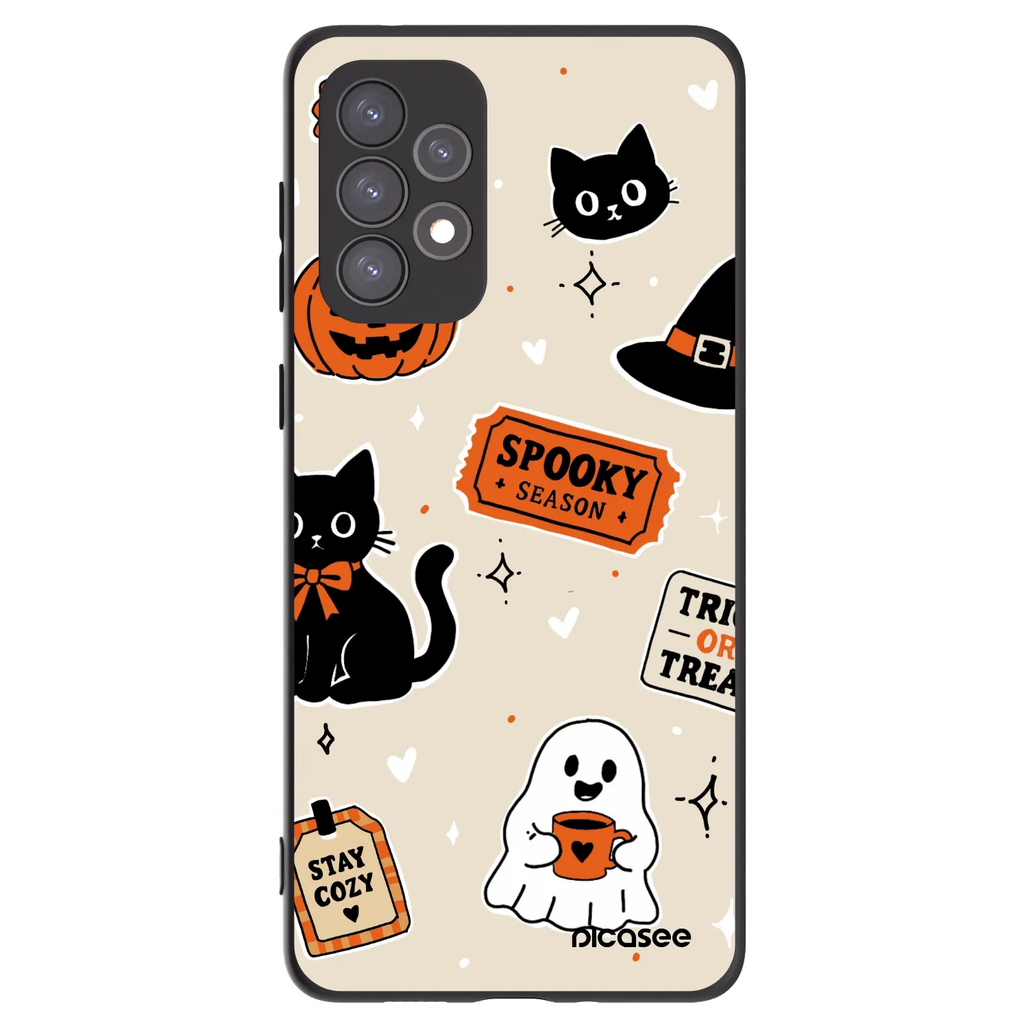 Picasee silikónový čierny obal pre Samsung Galaxy A73 5G - Halloween stickers