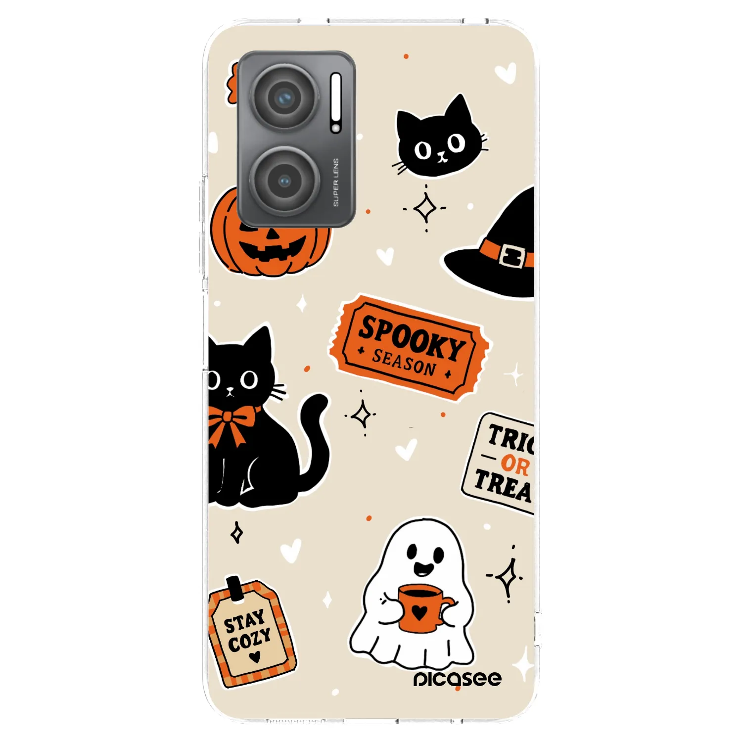 Picasee silikónový prehľadný obal pre Xiaomi Redmi 10 5G - Halloween stickers