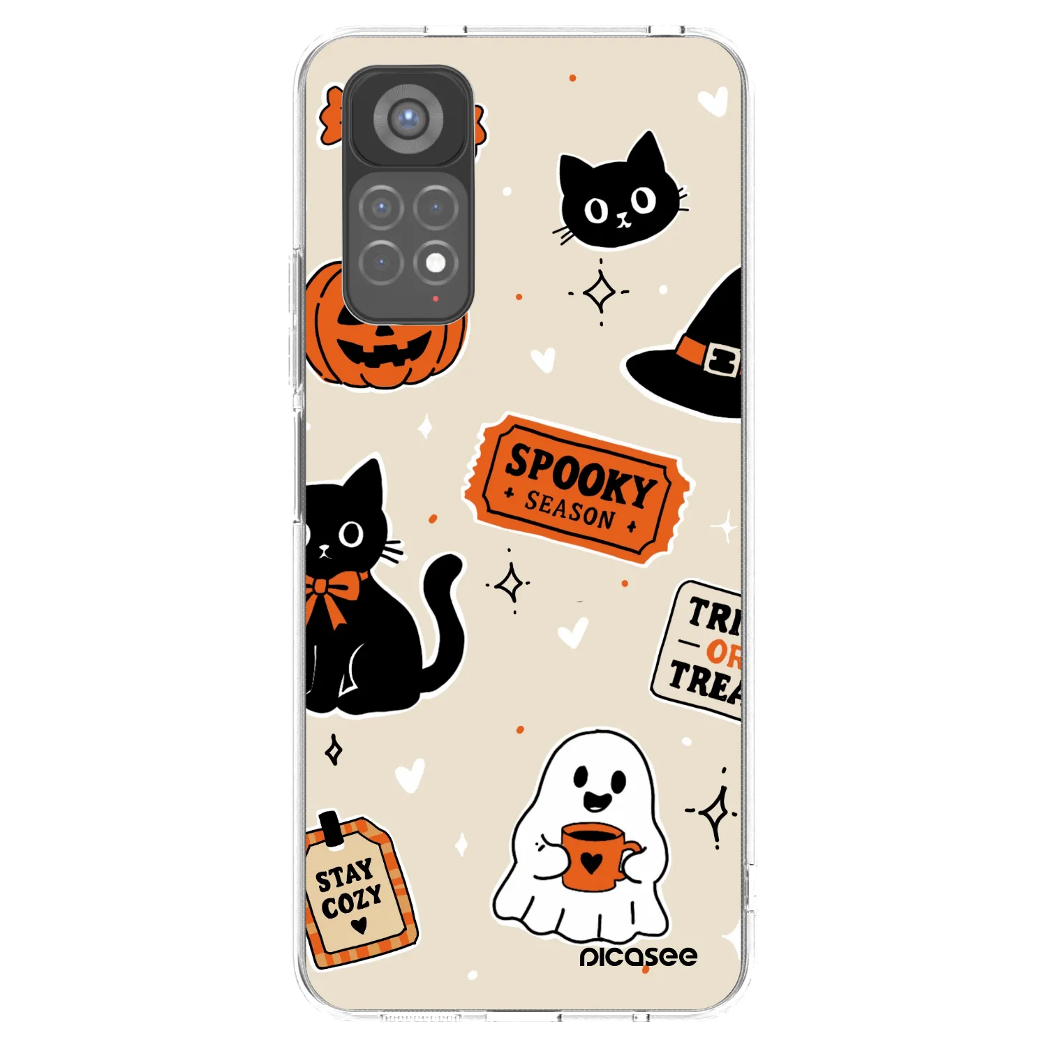 Picasee silikónový prehľadný obal pre Xiaomi Redmi Note 11S 5G - Halloween stickers