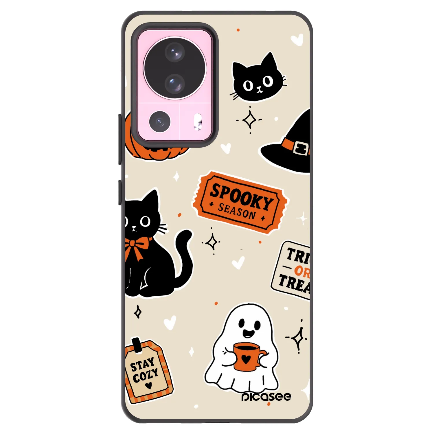 Picasee silikónový čierny obal pre Xiaomi 13 Lite - Halloween stickers