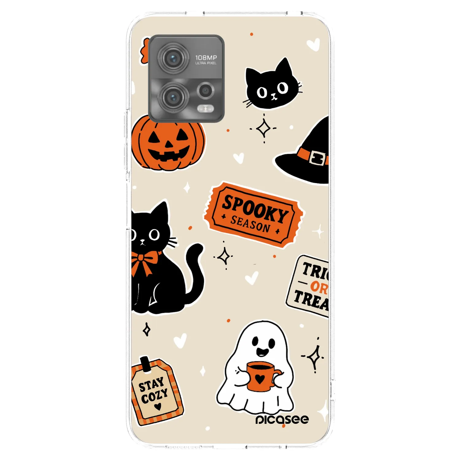 Picasee silikónový prehľadný obal pre Motorola Moto G72 - Halloween stickers