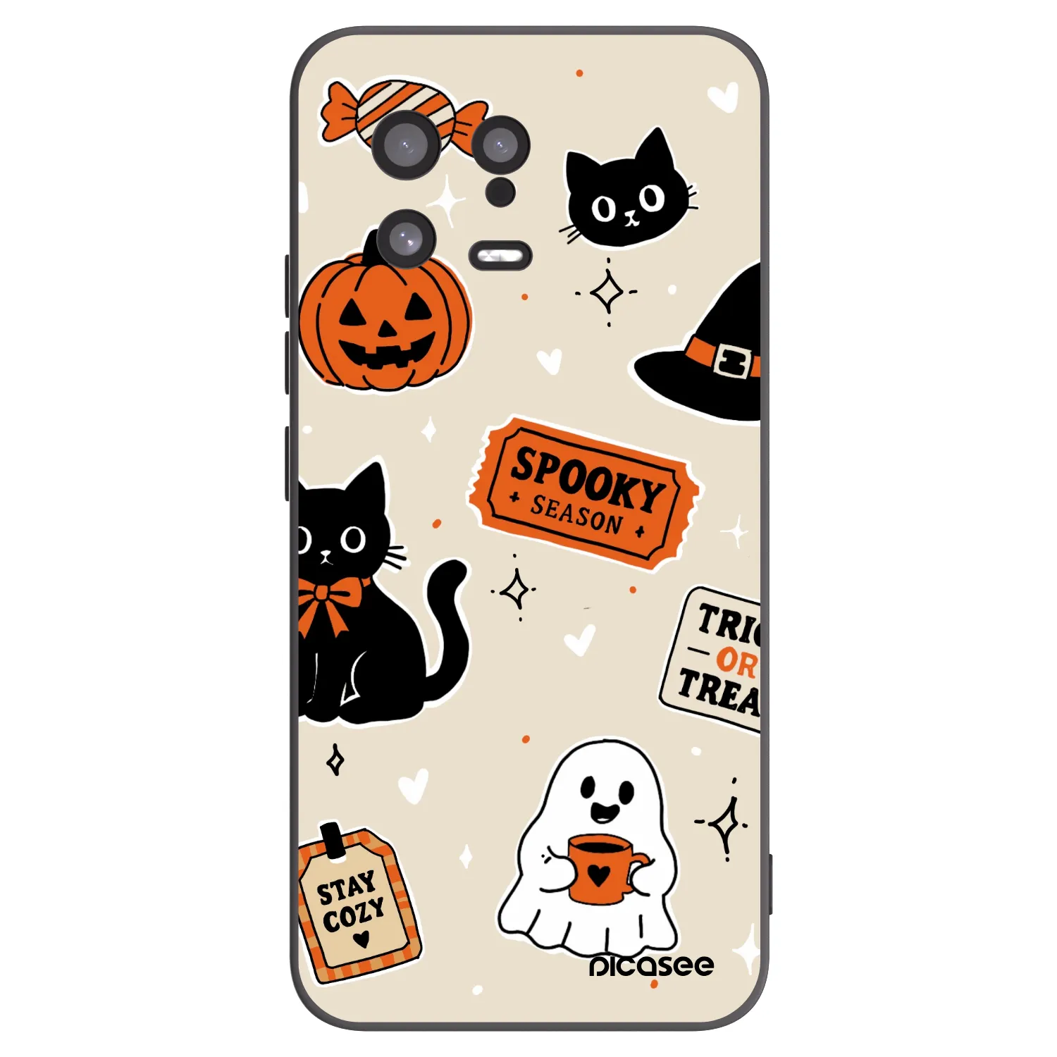 Picasee silikónový čierny obal pre Xiaomi 13 - Halloween stickers