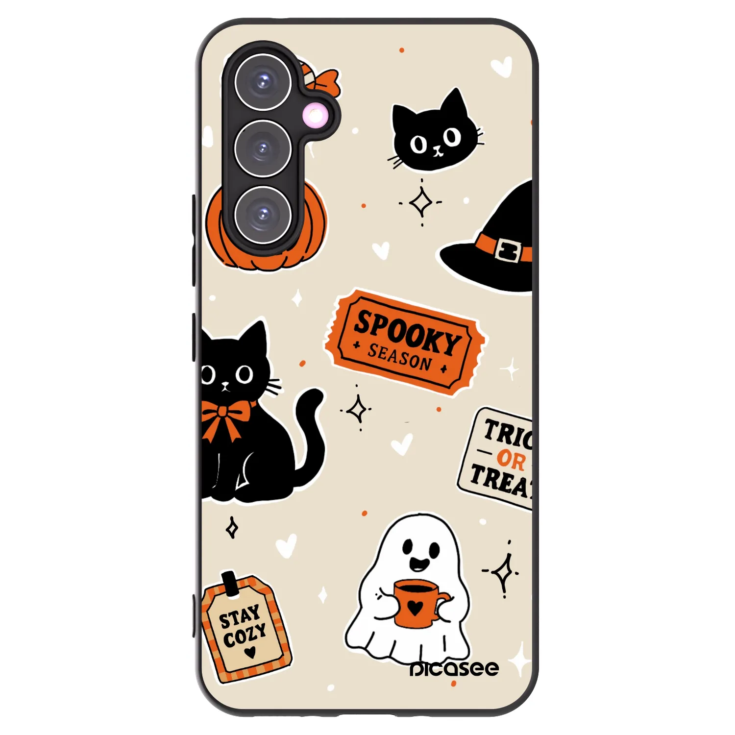 Picasee silikónový čierny obal pre Samsung Galaxy A54 5G A546B - Halloween stickers
