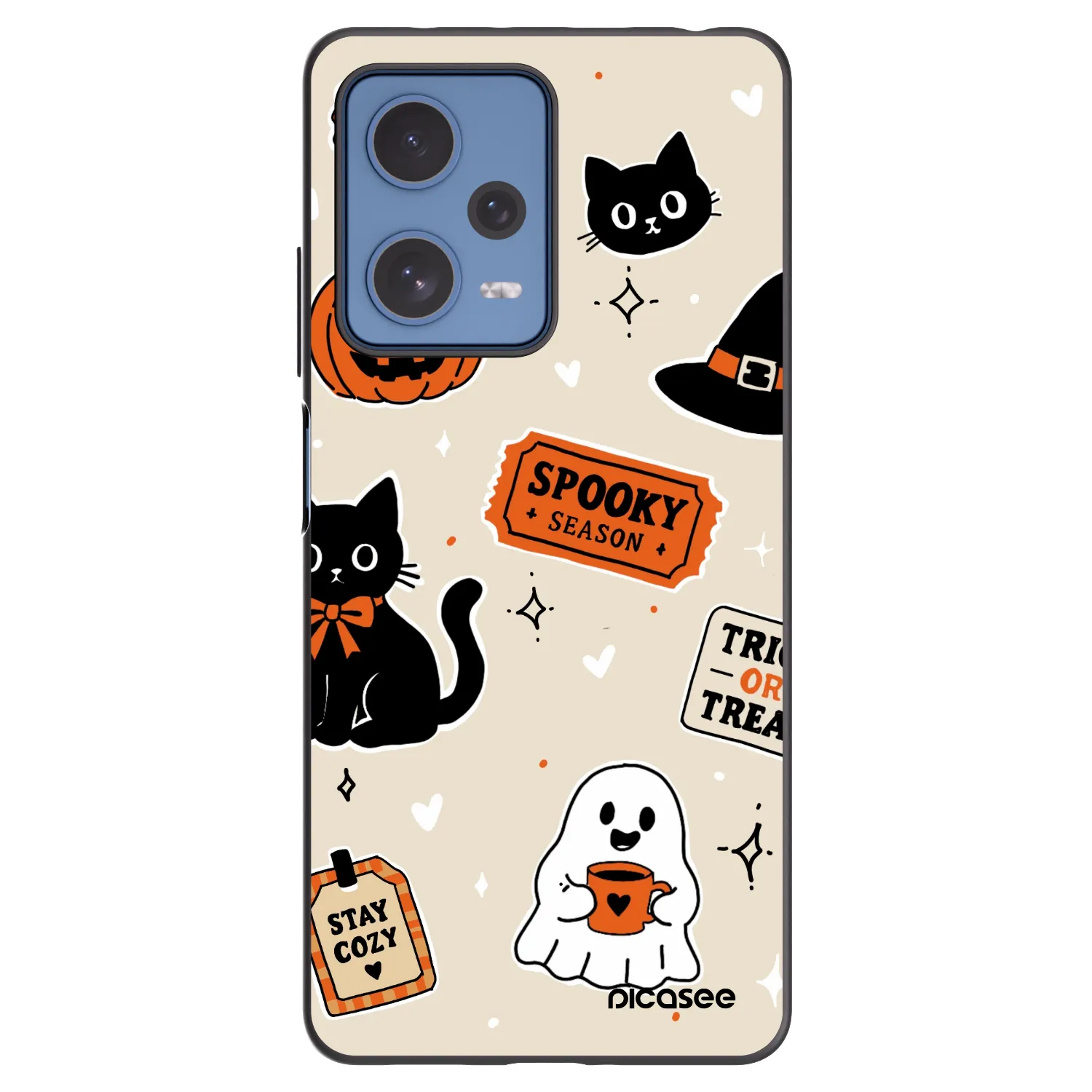 Picasee silikónový čierny obal pre Xiaomi Redmi Note 12 Pro 5G - Halloween stickers