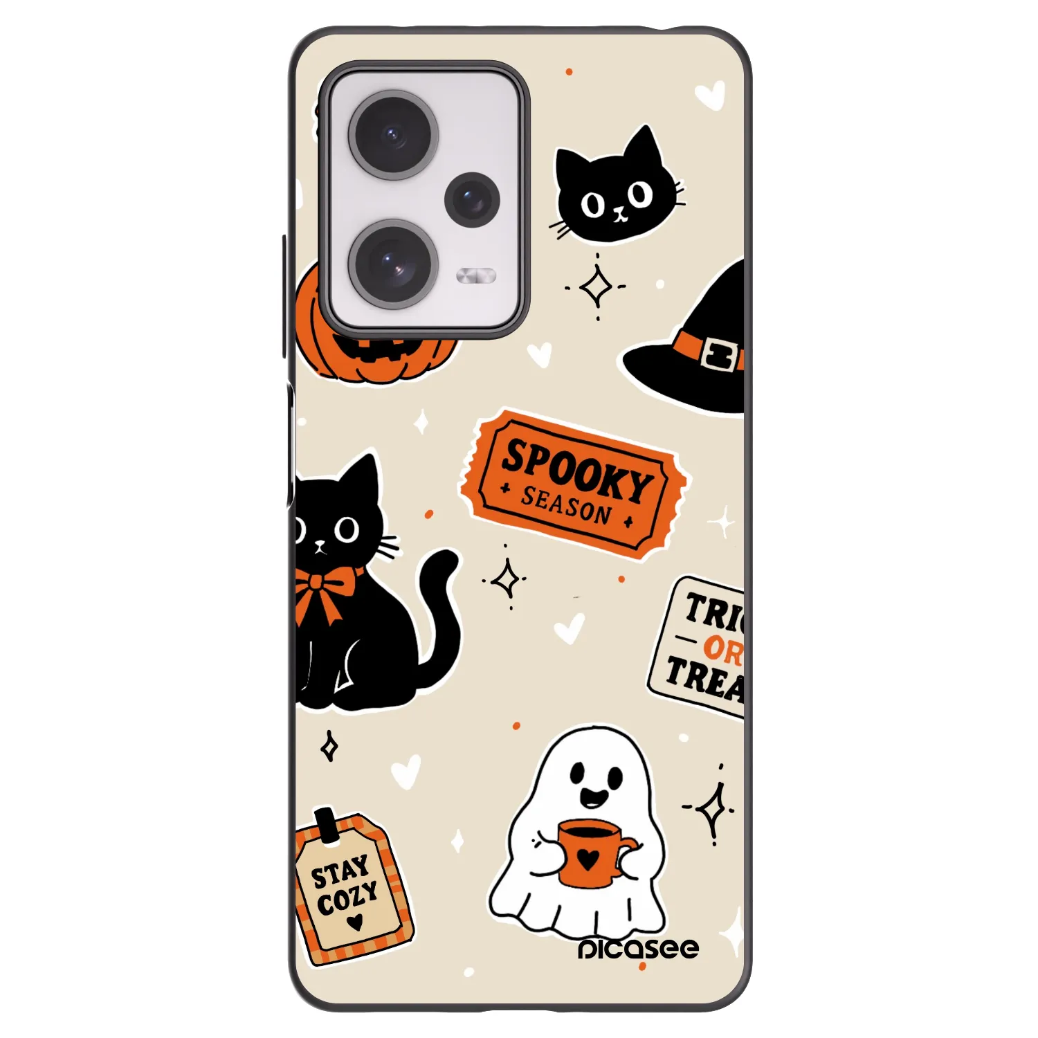 Picasee silikónový čierny obal pre Xiaomi Redmi Note 12 Pro+ 5G - Halloween stickers