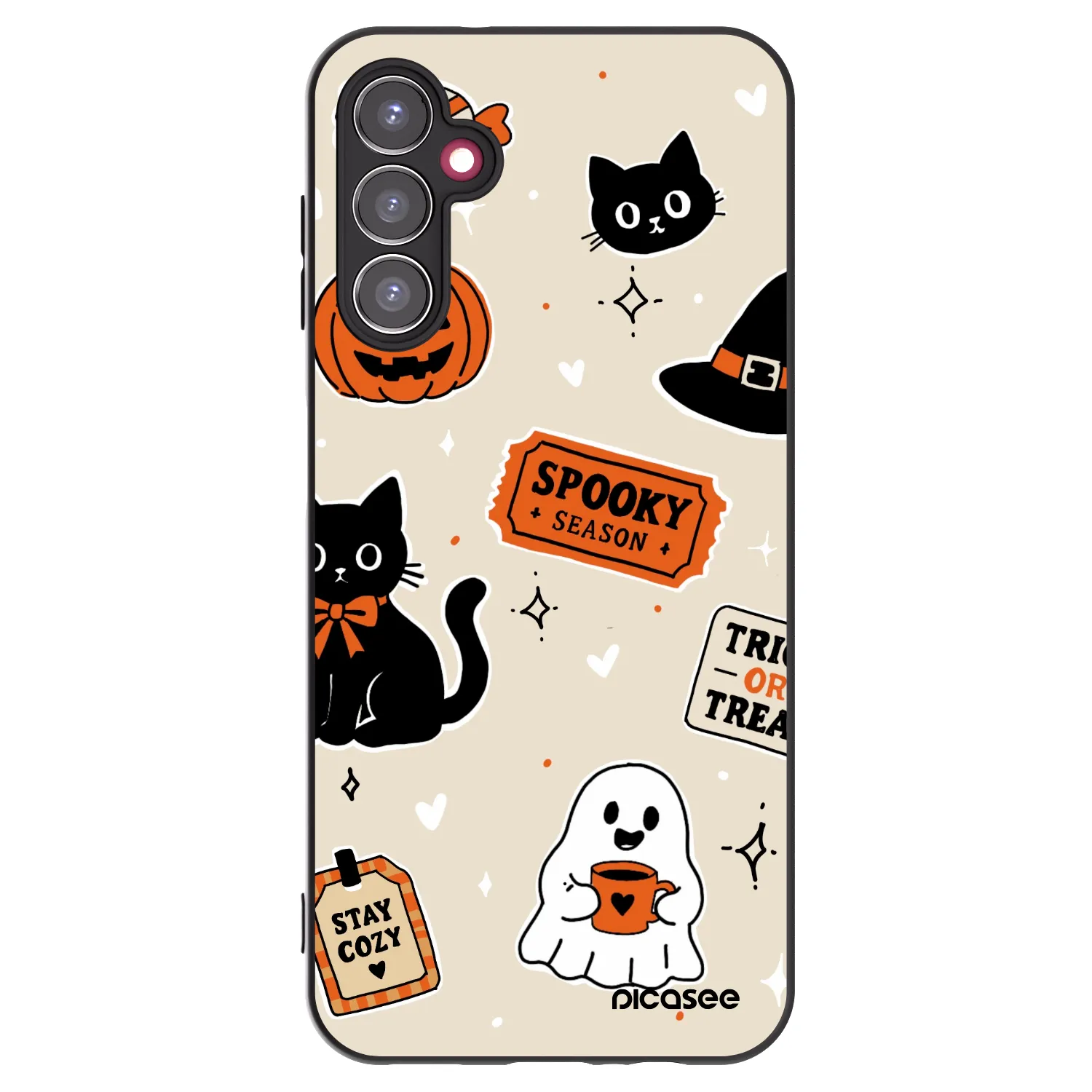 Picasee silikónový čierny obal pre Samsung Galaxy A14 5G A146P - Halloween stickers