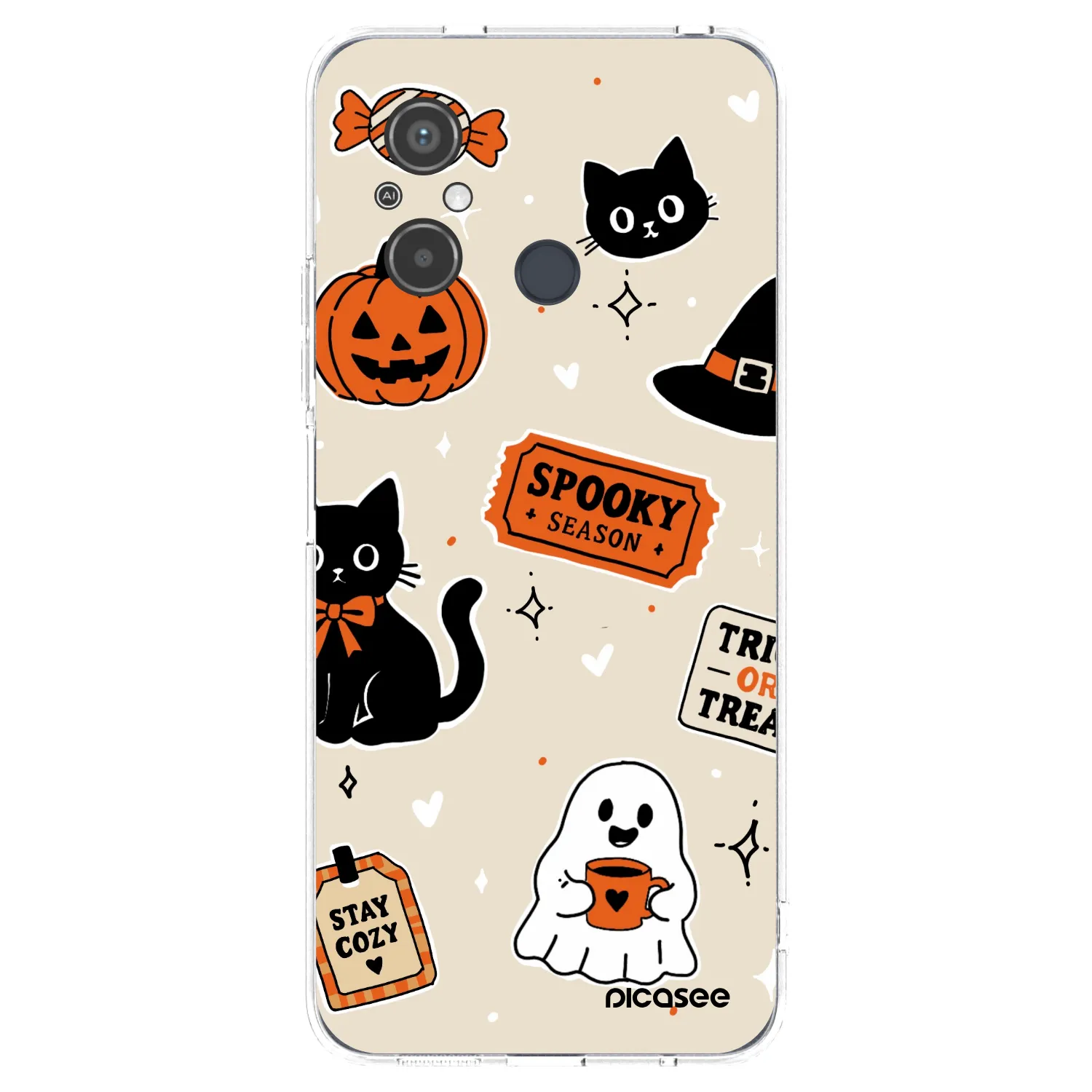 Picasee silikónový prehľadný obal pre Xiaomi Redmi 12C - Halloween stickers