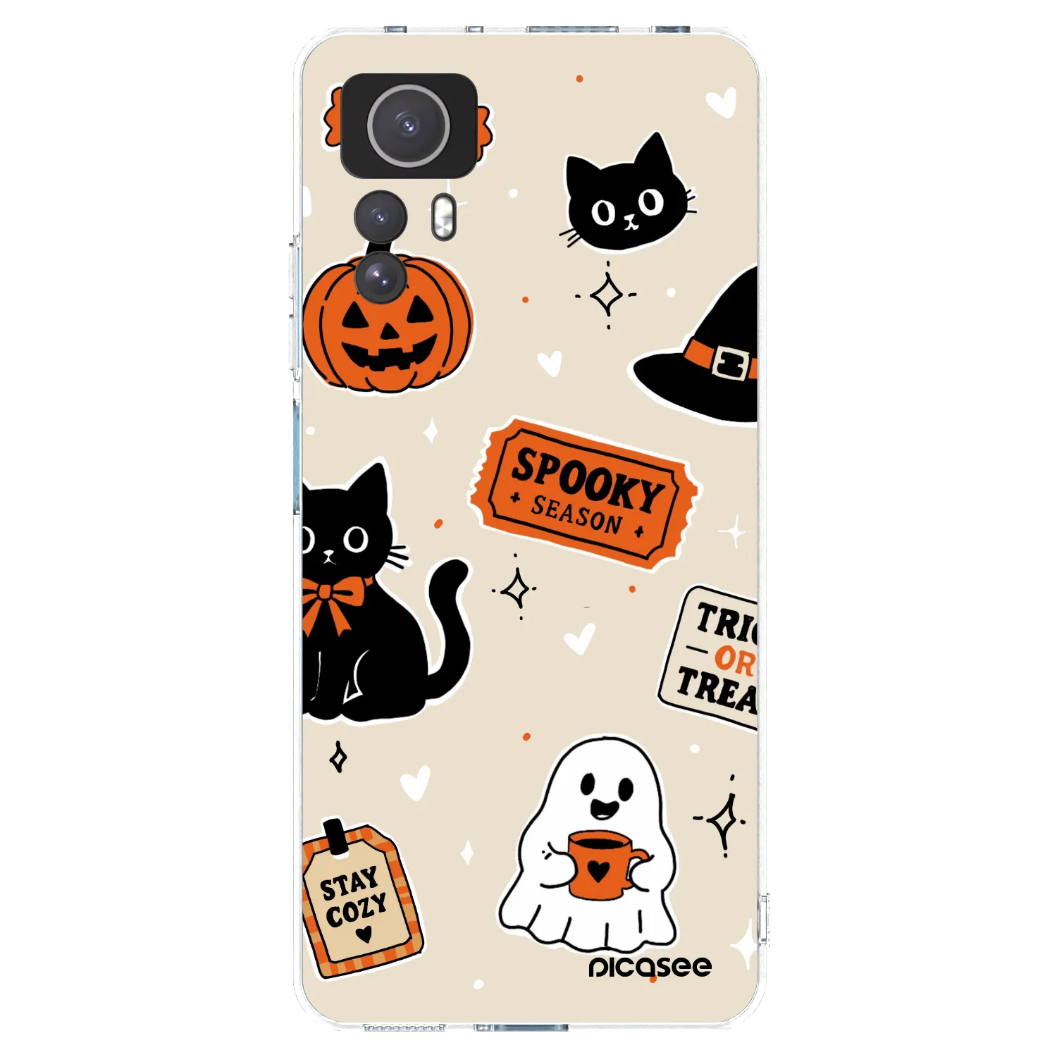 Picasee silikónový prehľadný obal pre Xiaomi Redmi Note 12S - Halloween stickers