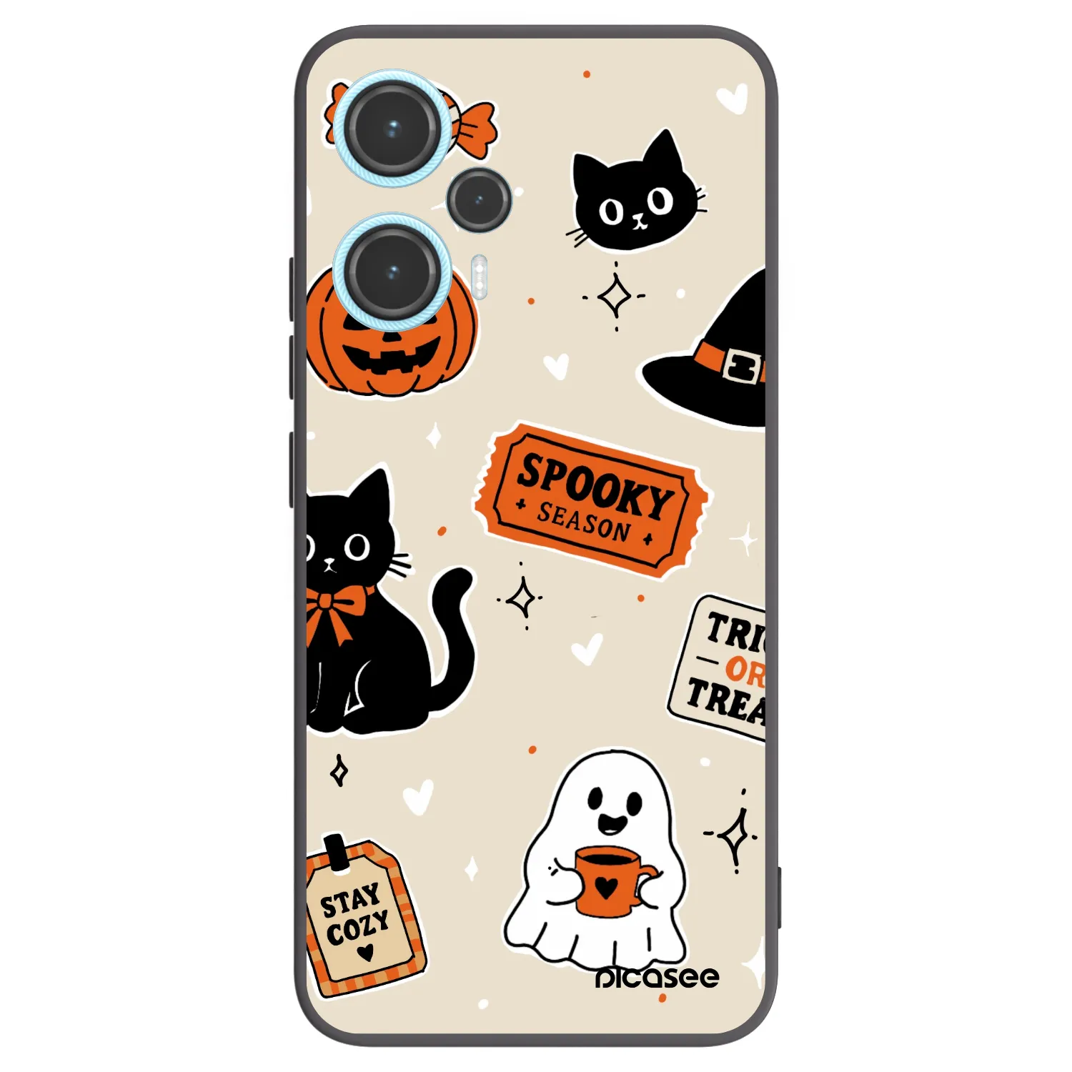 Picasee silikónový čierny obal pre Xiaomi Poco F5 - Halloween stickers