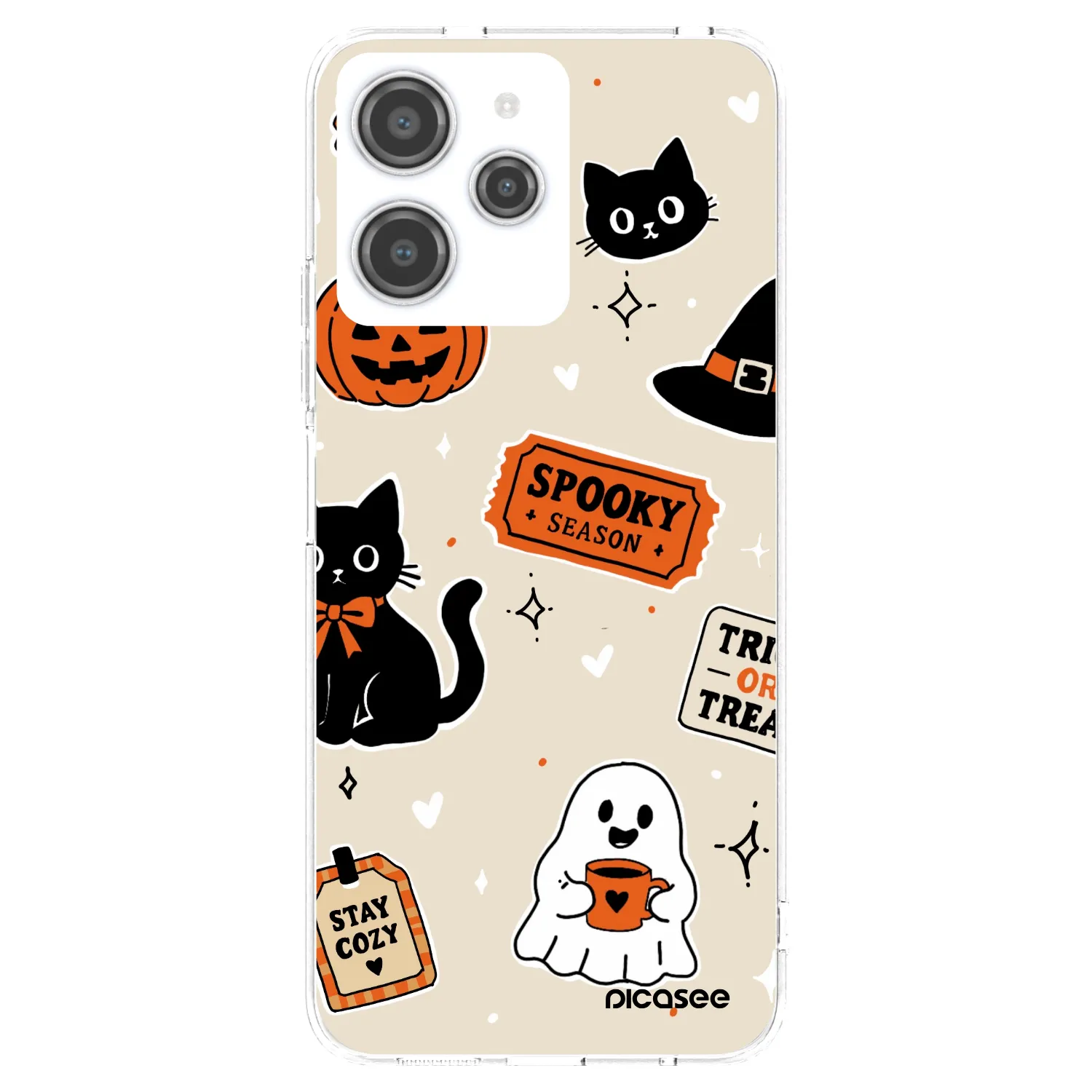 Picasee silikónový prehľadný obal pre Xiaomi Redmi 12 4G - Halloween stickers
