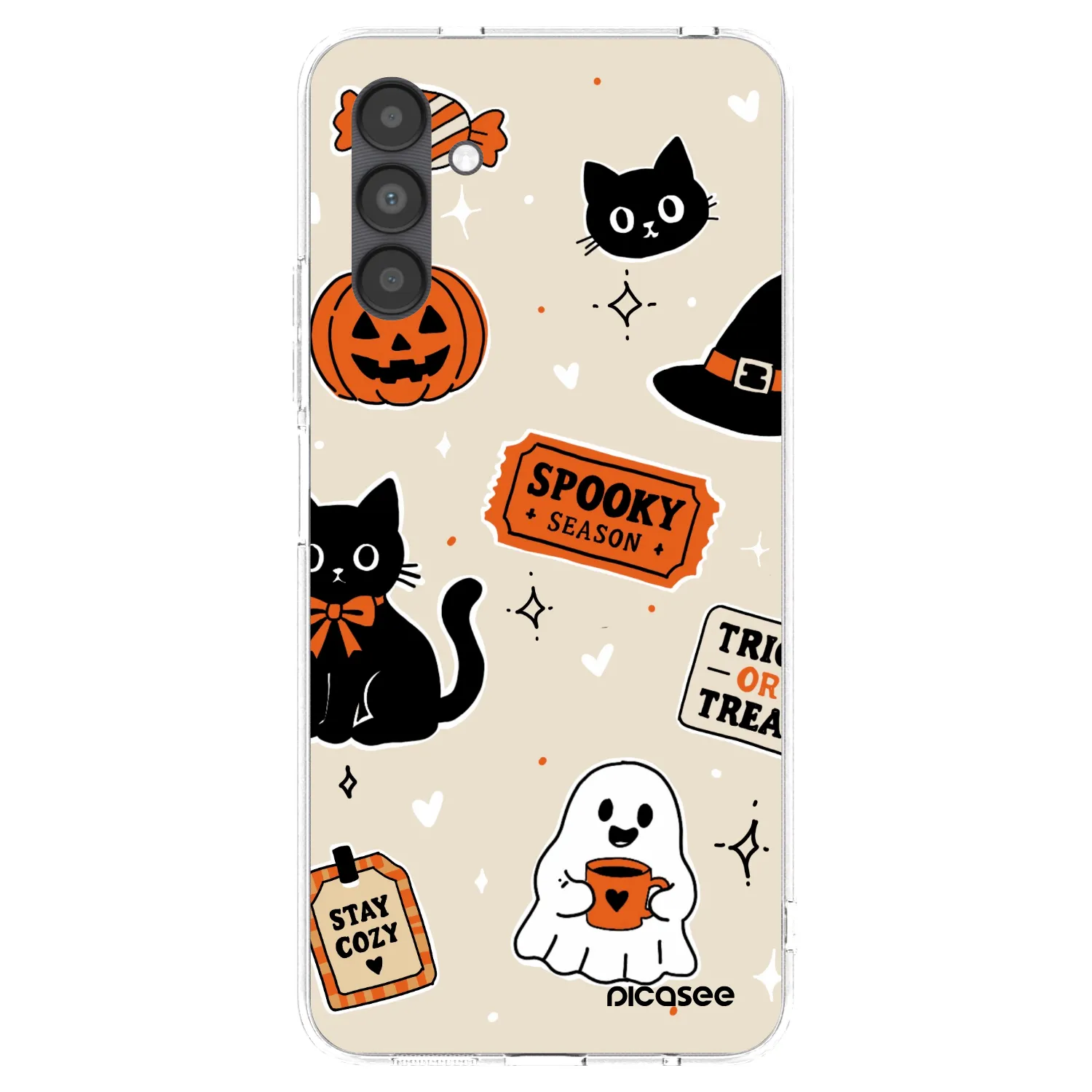 Picasee silikónový prehľadný obal pre Samsung Galaxy A04s A047F - Halloween stickers