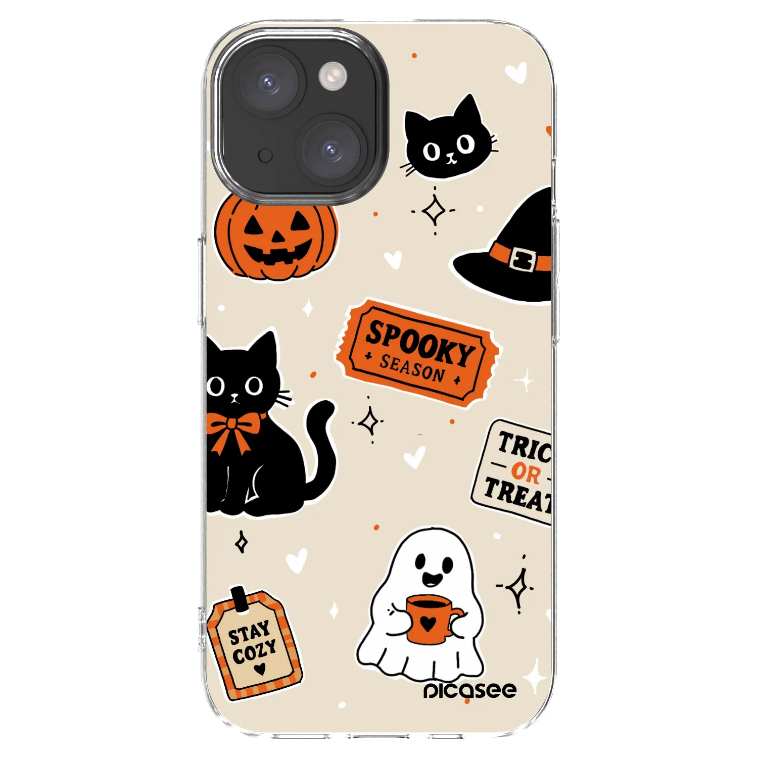 Picasee silikónový prehľadný obal pre Apple iPhone 15 - Halloween stickers