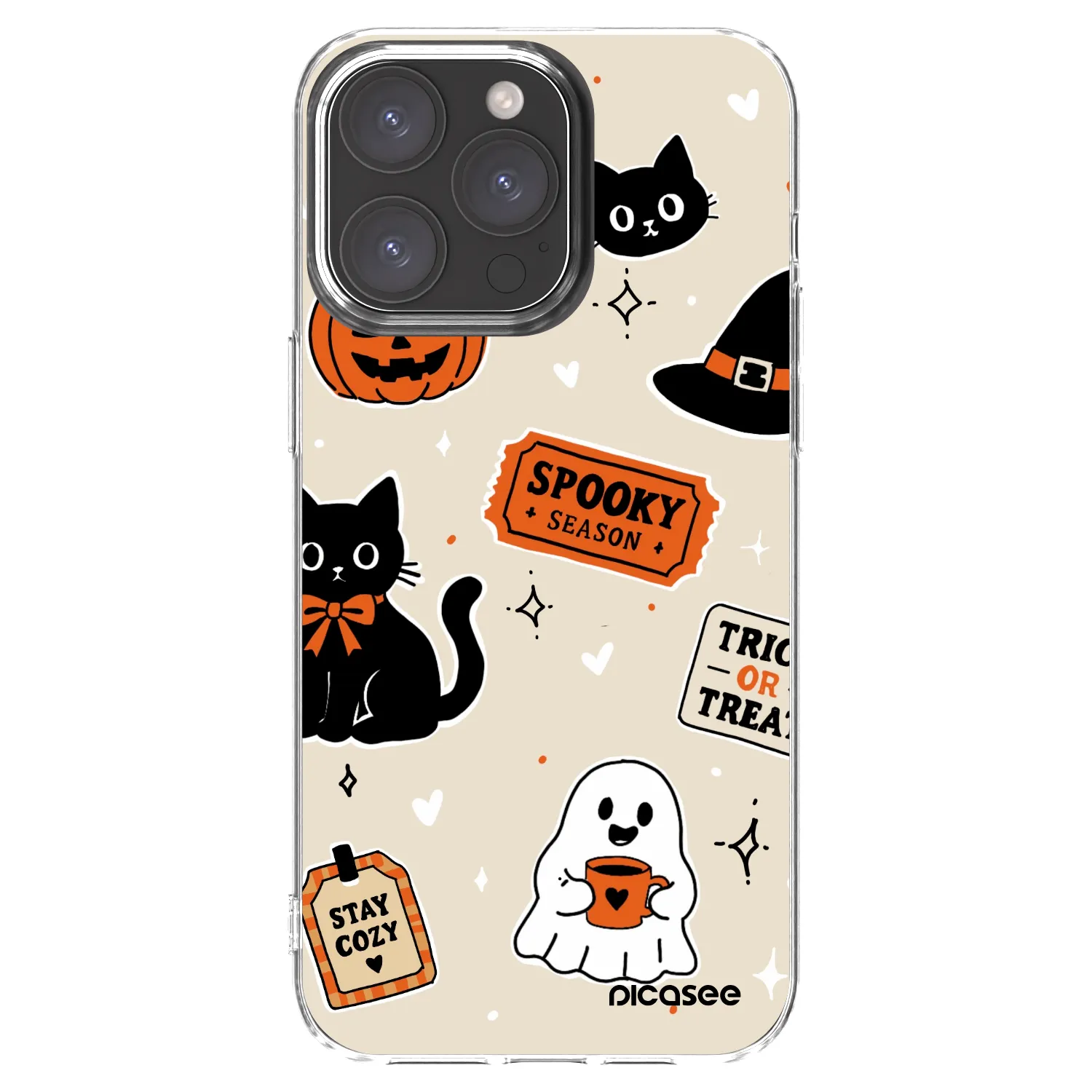 Picasee silikónový prehľadný obal pre Apple iPhone 15 Pro Max - Halloween stickers