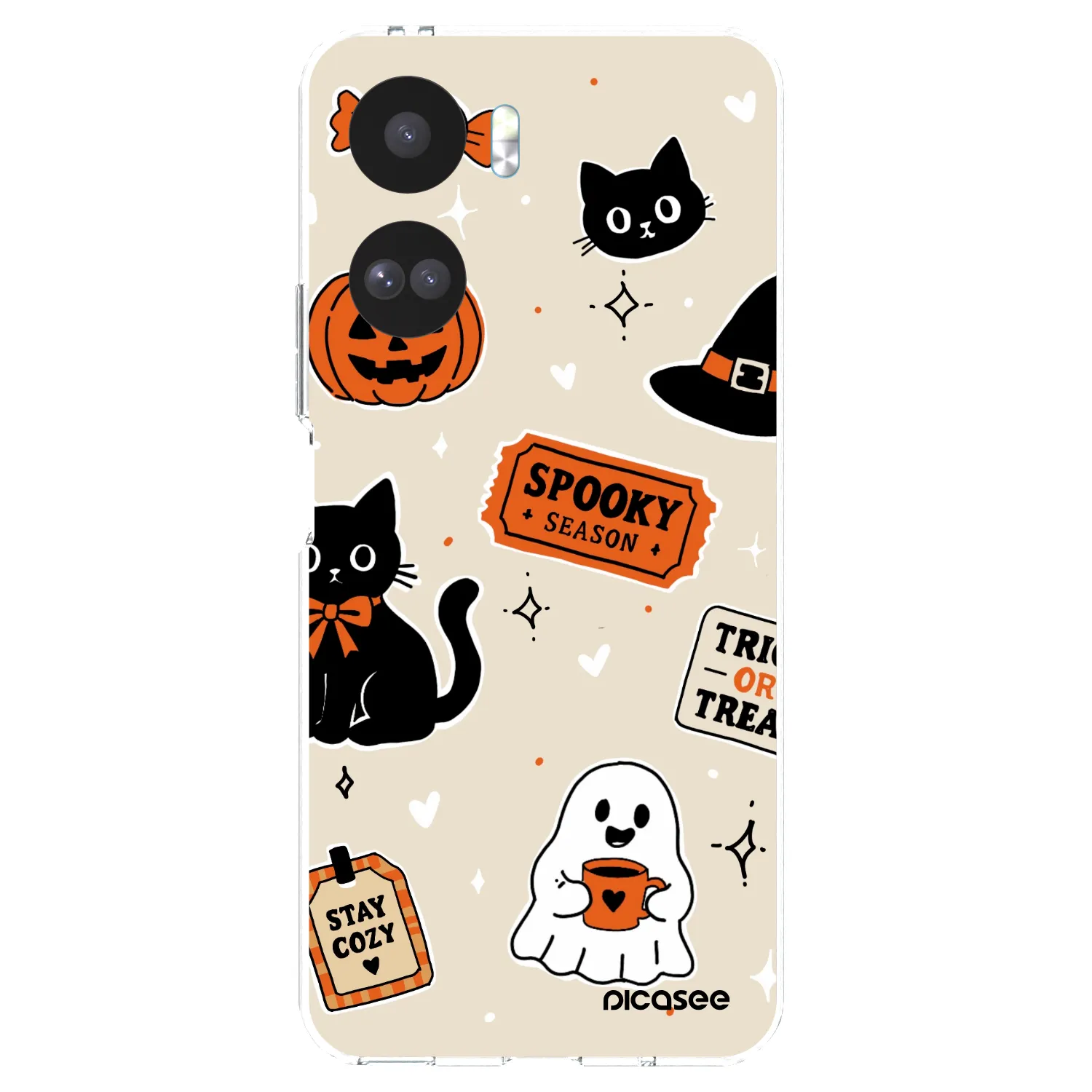 Picasee silikónový prehľadný obal pre Honor 90 Lite 5G - Halloween stickers