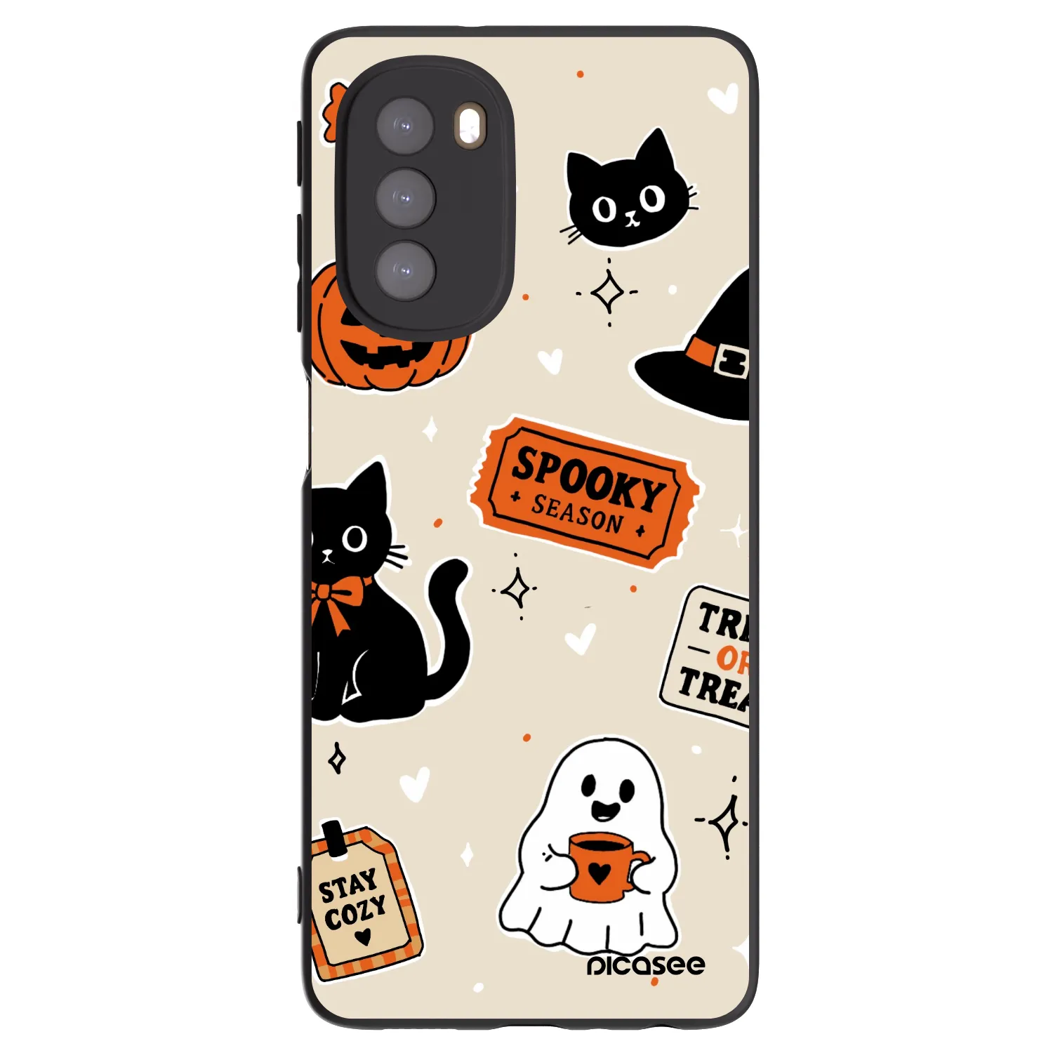 Picasee silikónový čierny obal pre Motorola Moto G51 - Halloween stickers
