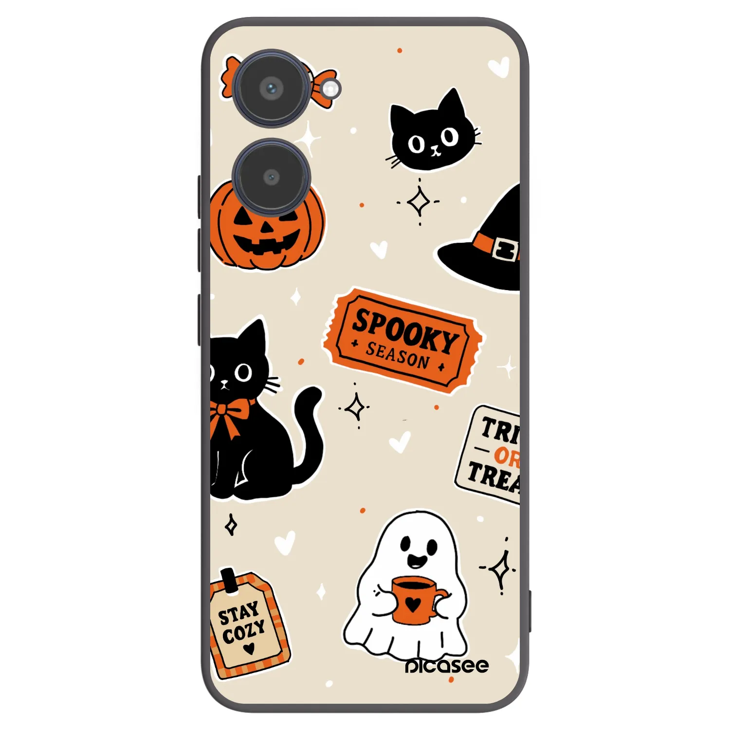 Picasee silikónový čierny obal pre Realme 10 4G - Halloween stickers