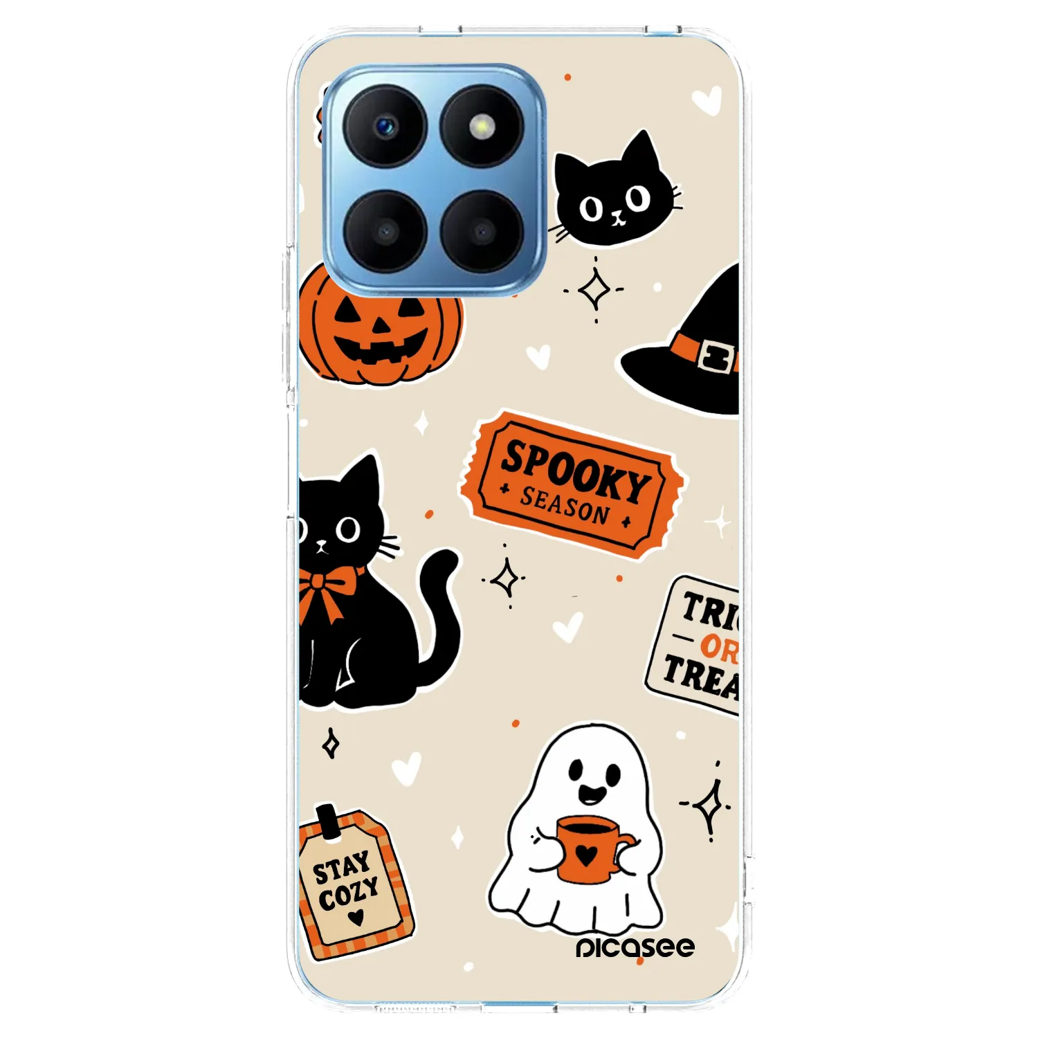 Picasee silikónový prehľadný obal pre Honor 70 Lite - Halloween stickers
