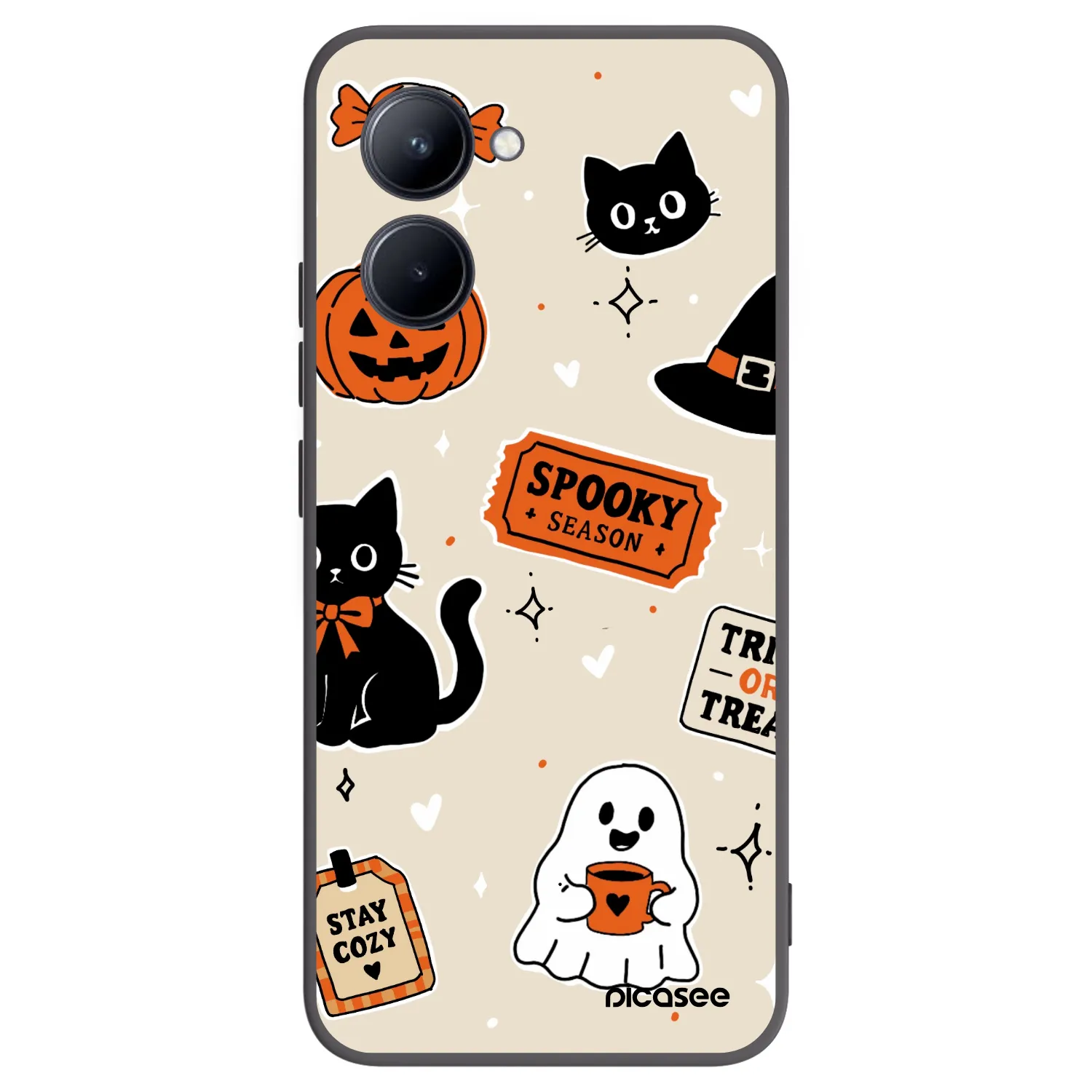 Picasee silikónový čierny obal pre Realme C33 (2023) - Halloween stickers