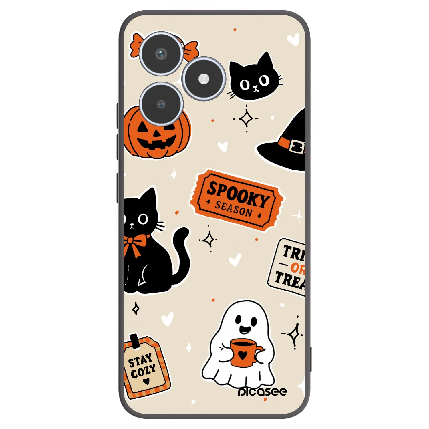 Picasee silikónový čierny obal pre Realme C53 - Halloween stickers