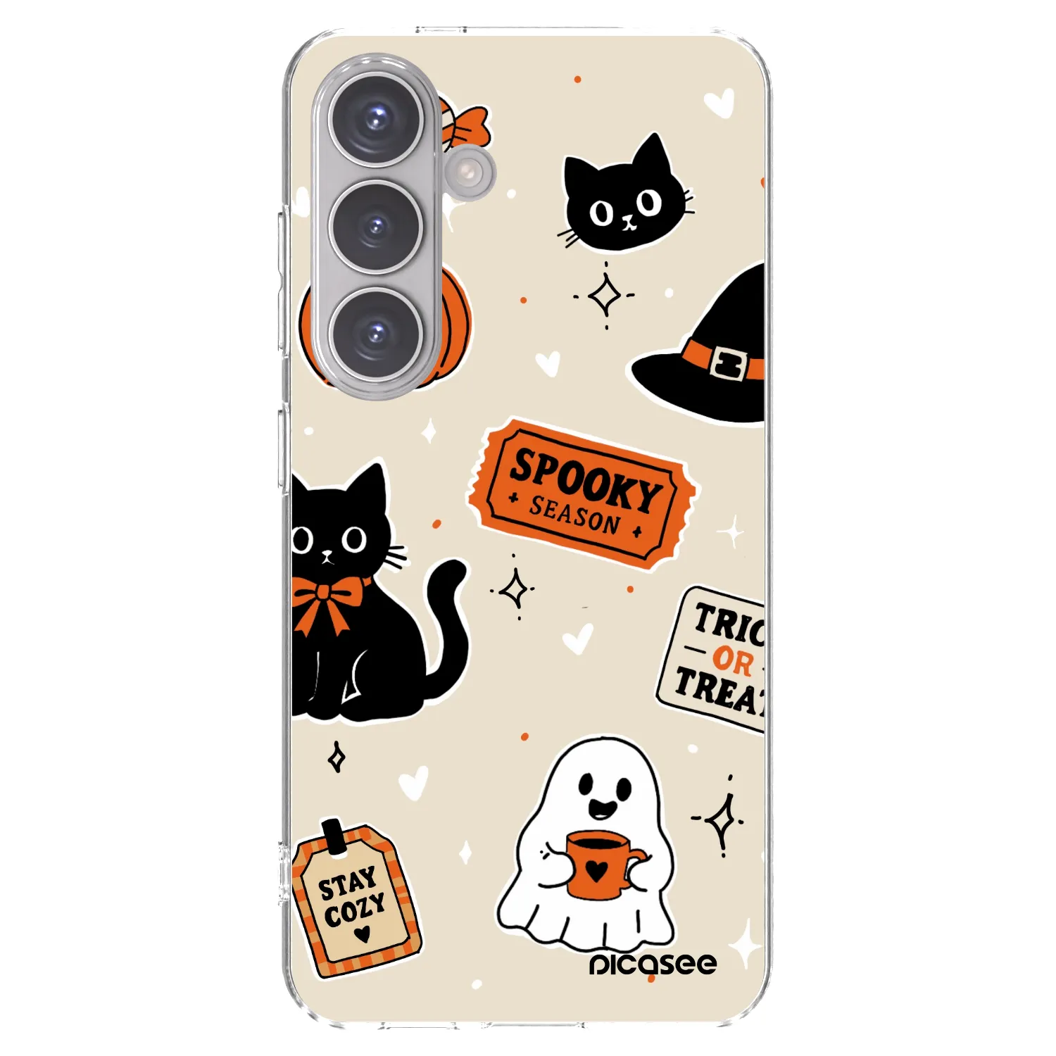 Picasee silikónový prehľadný obal pre Samsung Galaxy S24 S921B 5G - Halloween stickers