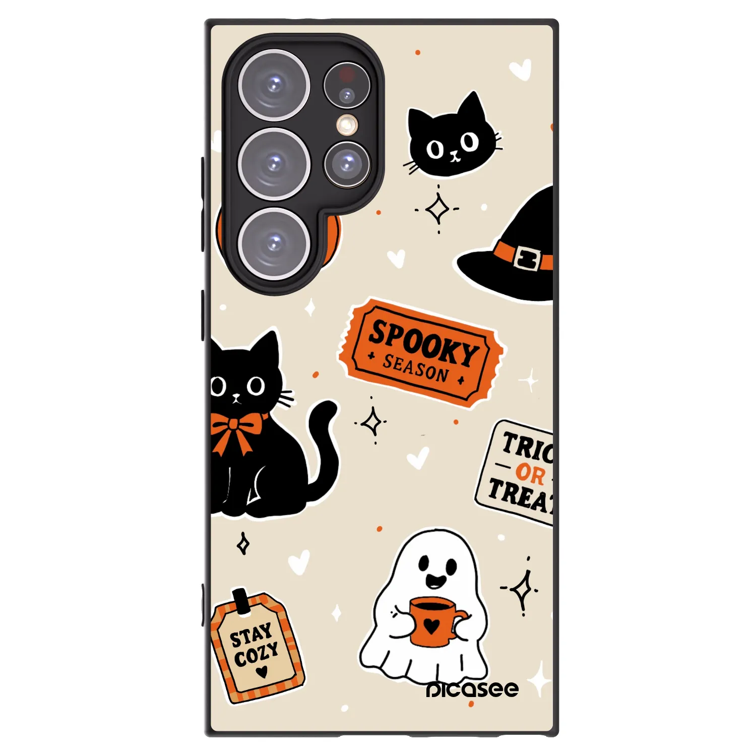 Picasee silikónový čierny obal pre Samsung Galaxy S24 Ultra S928B 5G - Halloween stickers