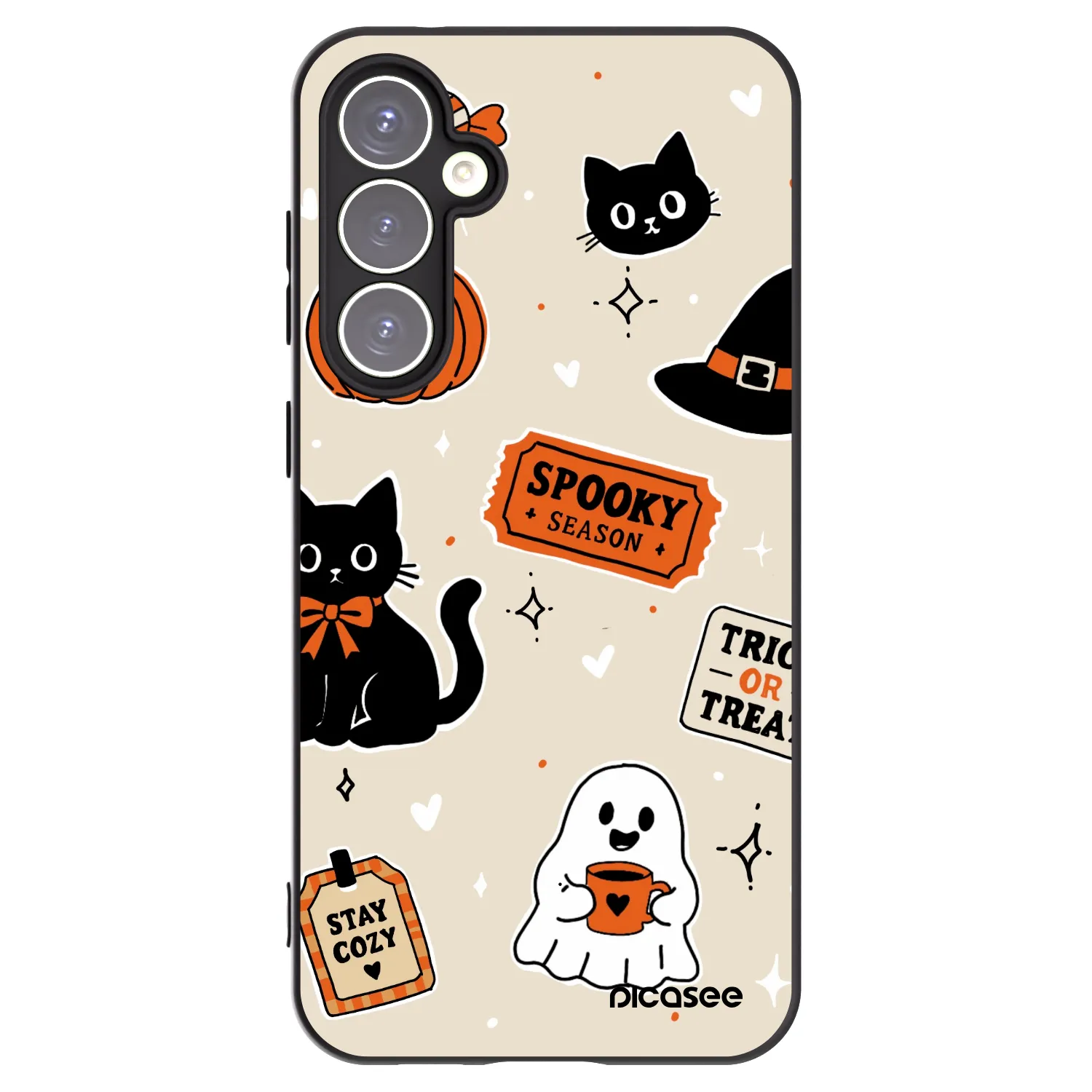 Picasee silikónový čierny obal pre Samsung Galaxy S23 FE S711B - Halloween stickers