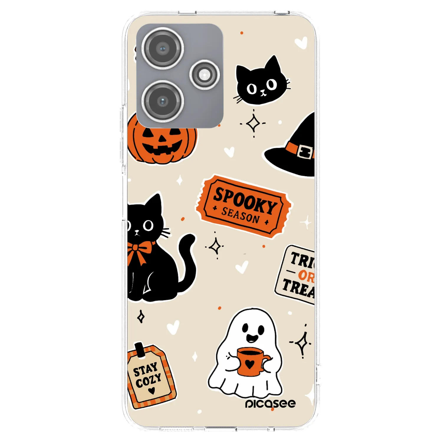 Picasee silikónový prehľadný obal pre Xiaomi Redmi 12 5G - Halloween stickers
