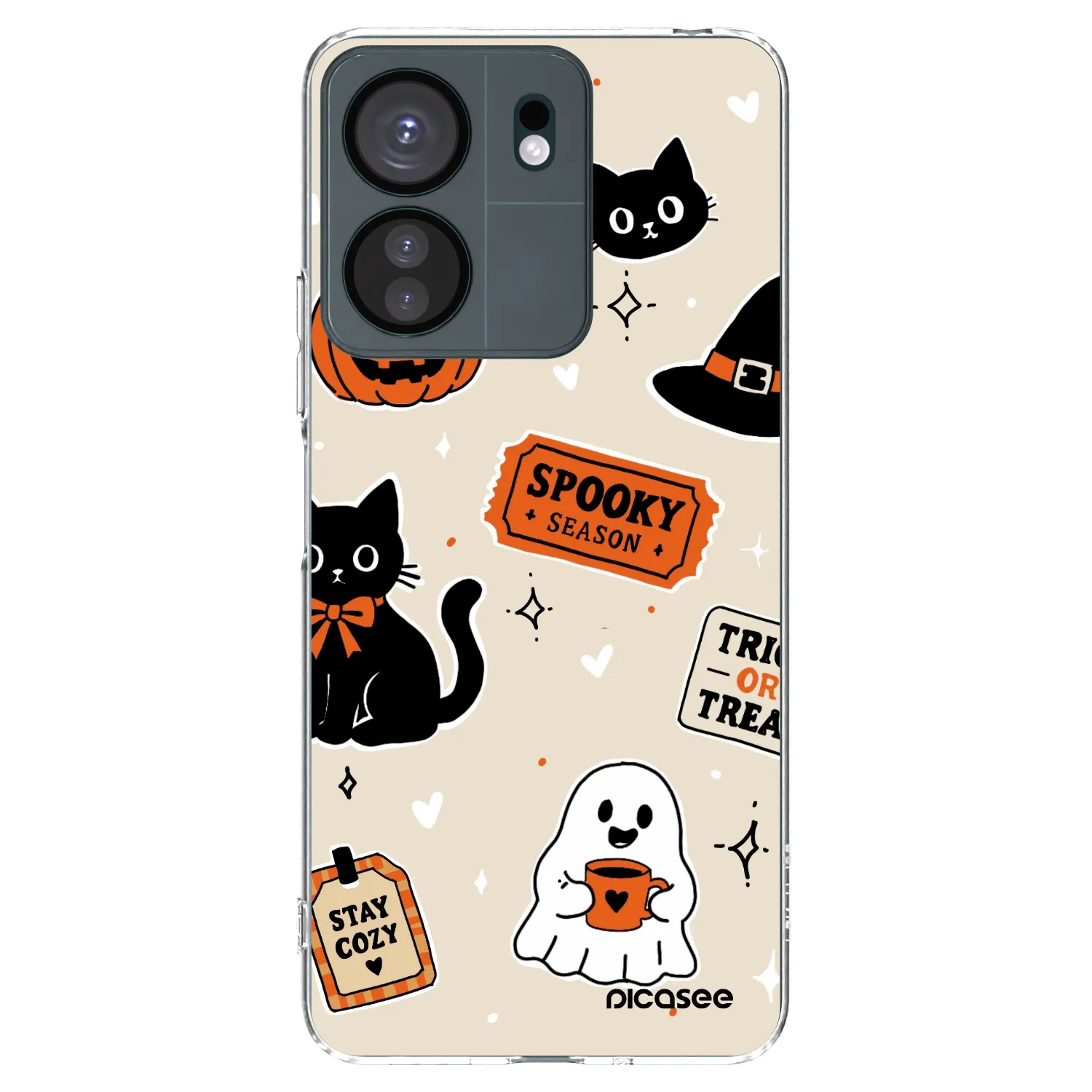 Picasee silikónový prehľadný obal pre Xiaomi Redmi 13C 4G - Halloween stickers