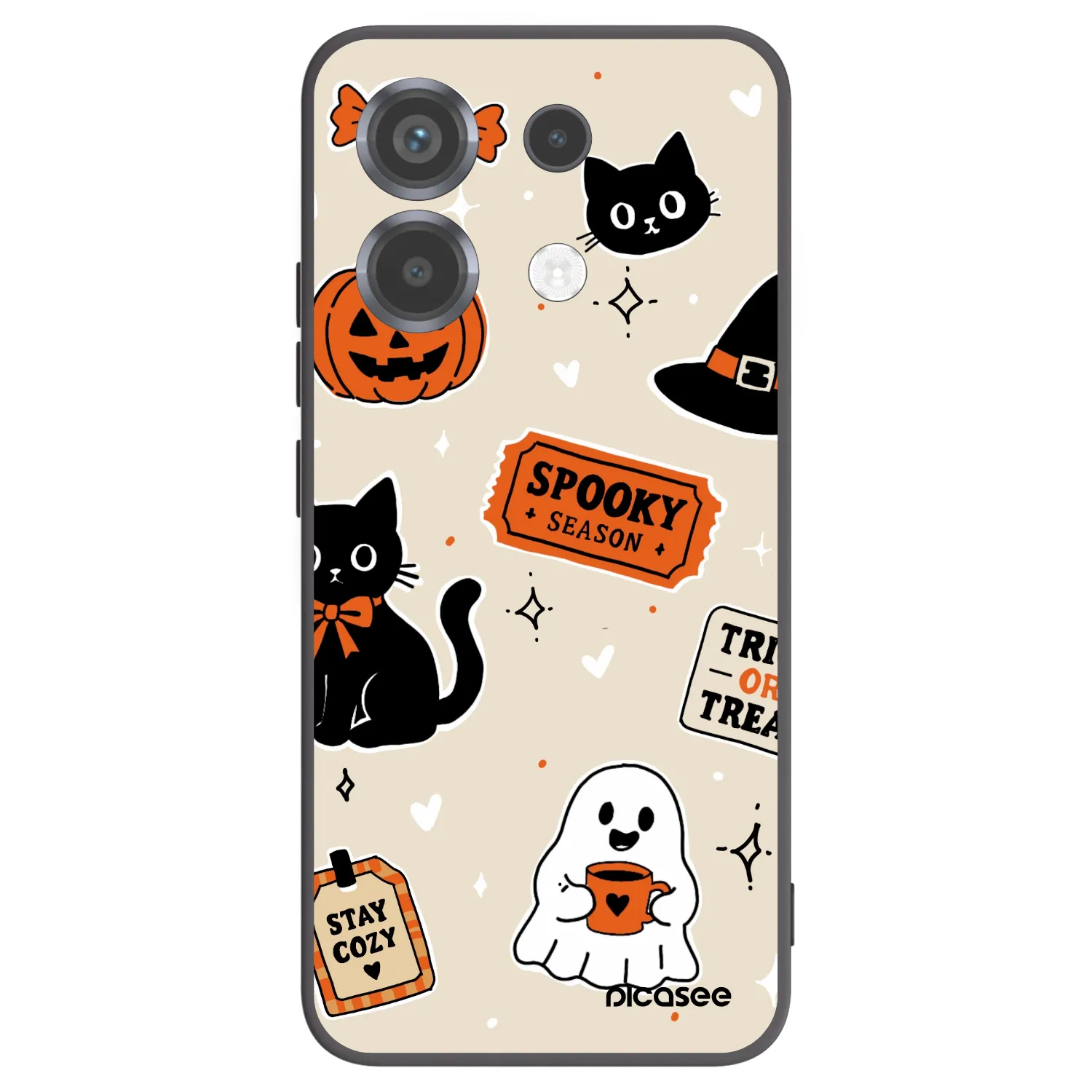 Picasee silikónový čierny obal pre Xiaomi Poco X6 - Halloween stickers