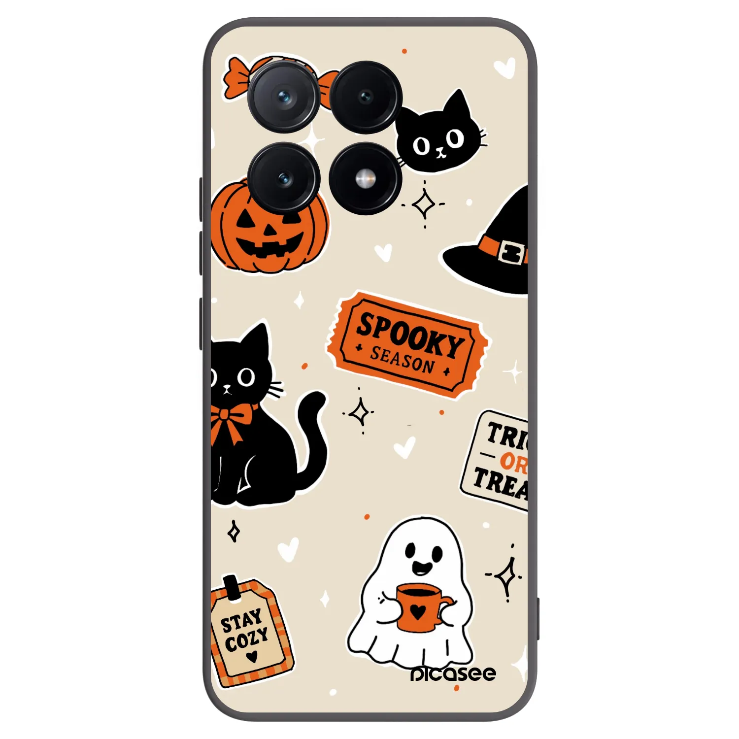 Picasee silikónový čierny obal pre Xiaomi Poco X6 Pro - Halloween stickers