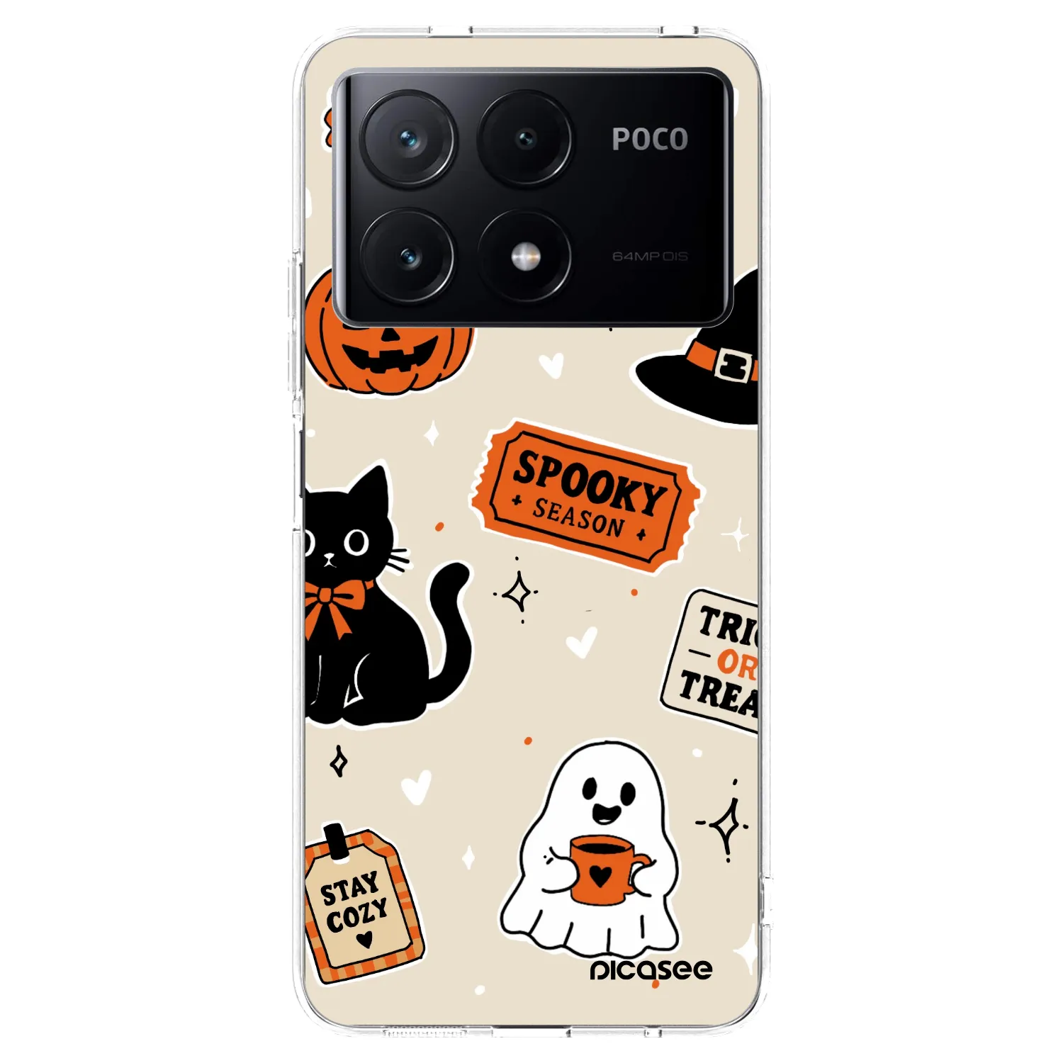 Picasee silikónový prehľadný obal pre Xiaomi Poco X6 Pro - Halloween stickers