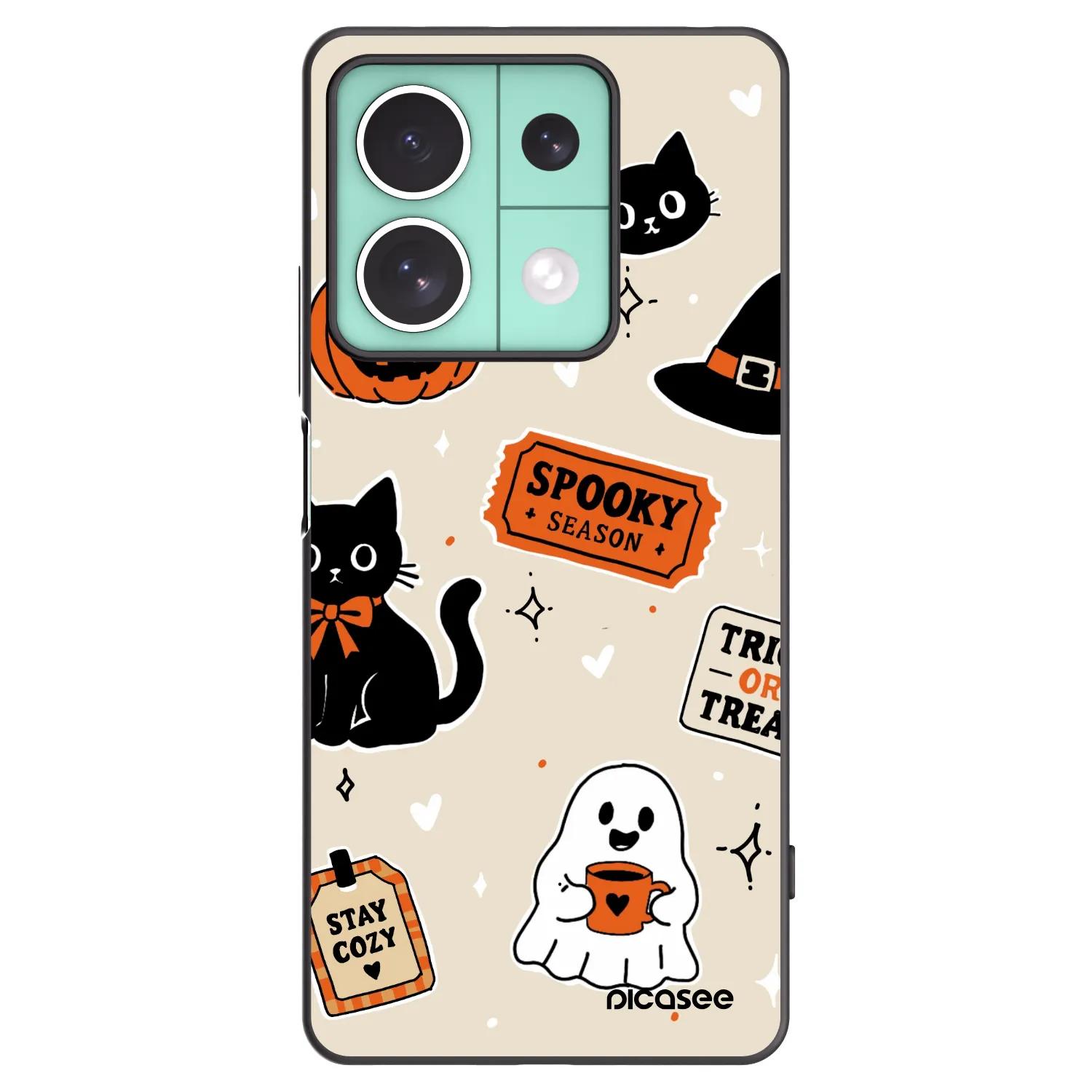 Picasee silikónový čierny obal pre Xiaomi Redmi Note 13 5G - Halloween stickers
