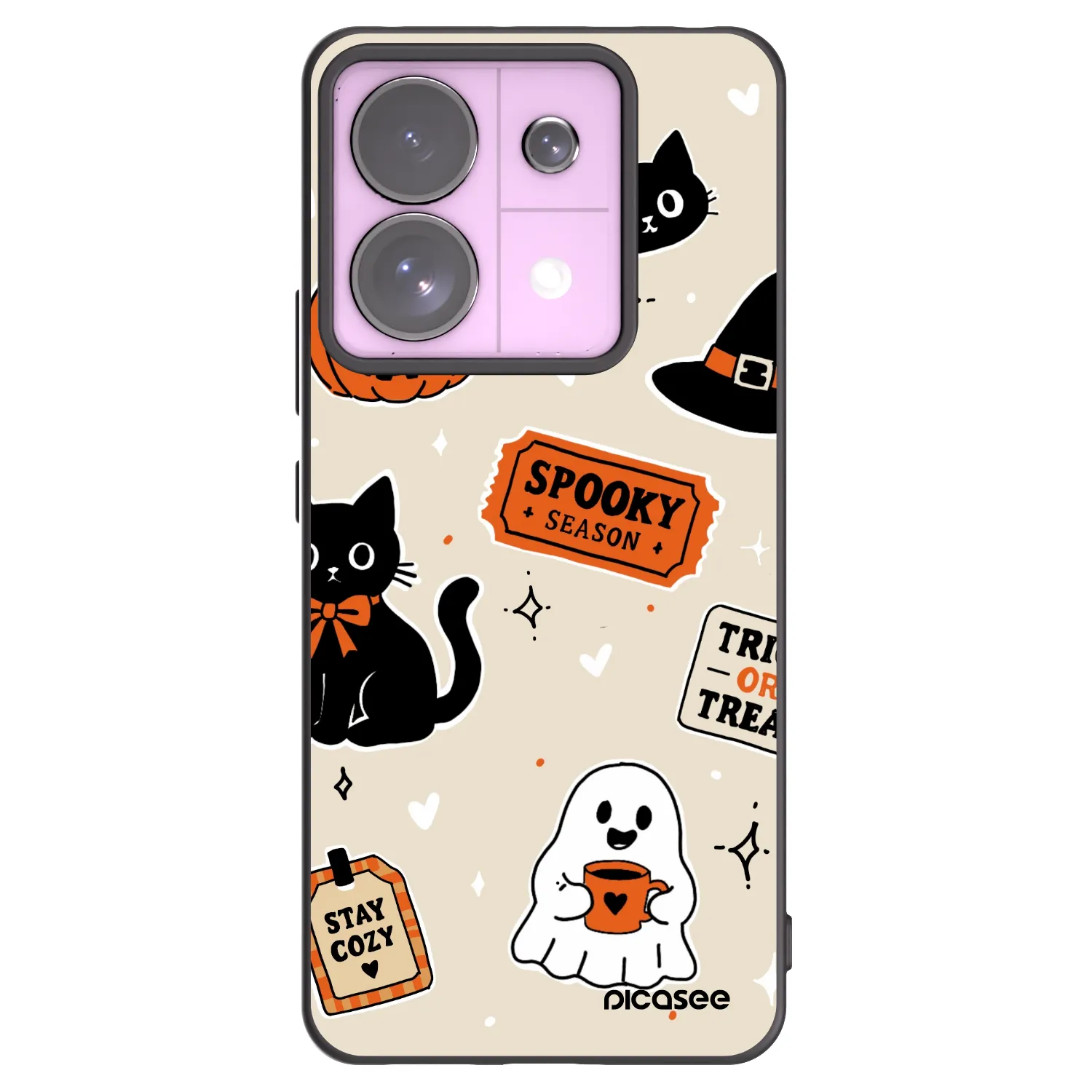 Picasee silikónový čierny obal pre Xiaomi Redmi Note 13 Pro 5G - Halloween stickers